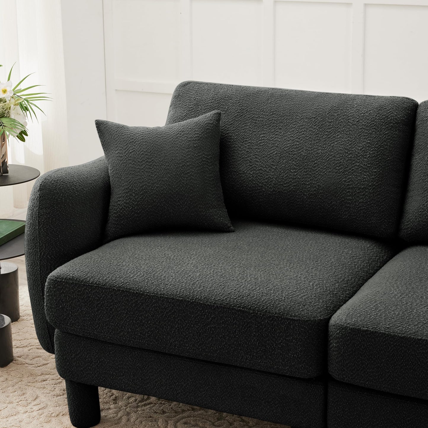 Eafurn 78" Modular Sectional Loveseat Sofa, Comfy L Shaped Sofa Couch, Boucle Chenille Love Seat Modular Sectional Couch with Movable Ottoman for Living Room, Bedroom