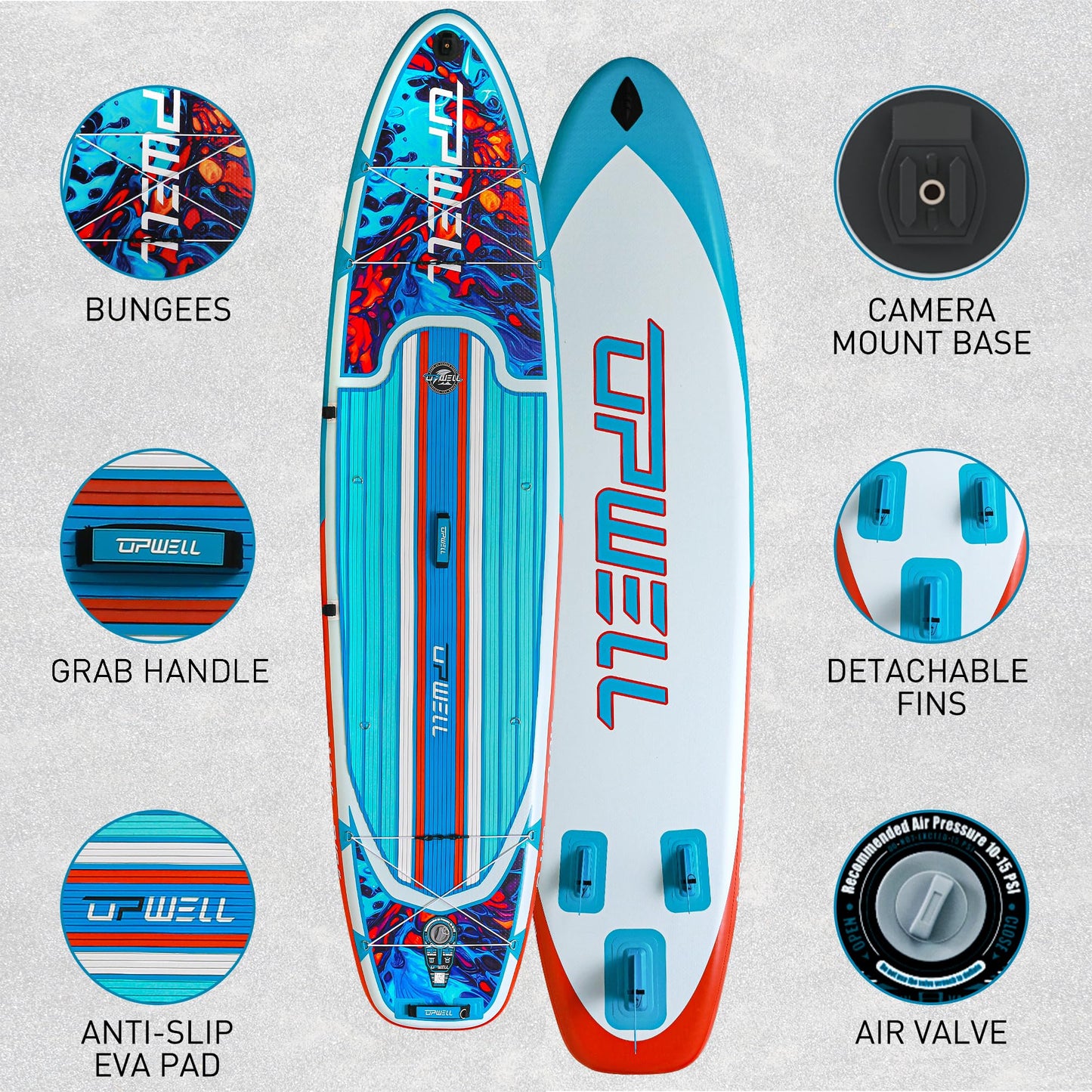 UPWELL 11’2”Inflatable Stand Up Paddle Board with Kayak Seat, Premium SUP Paddle Boards for Adults, Blow up Paddle Boards 6” Thick, Lava