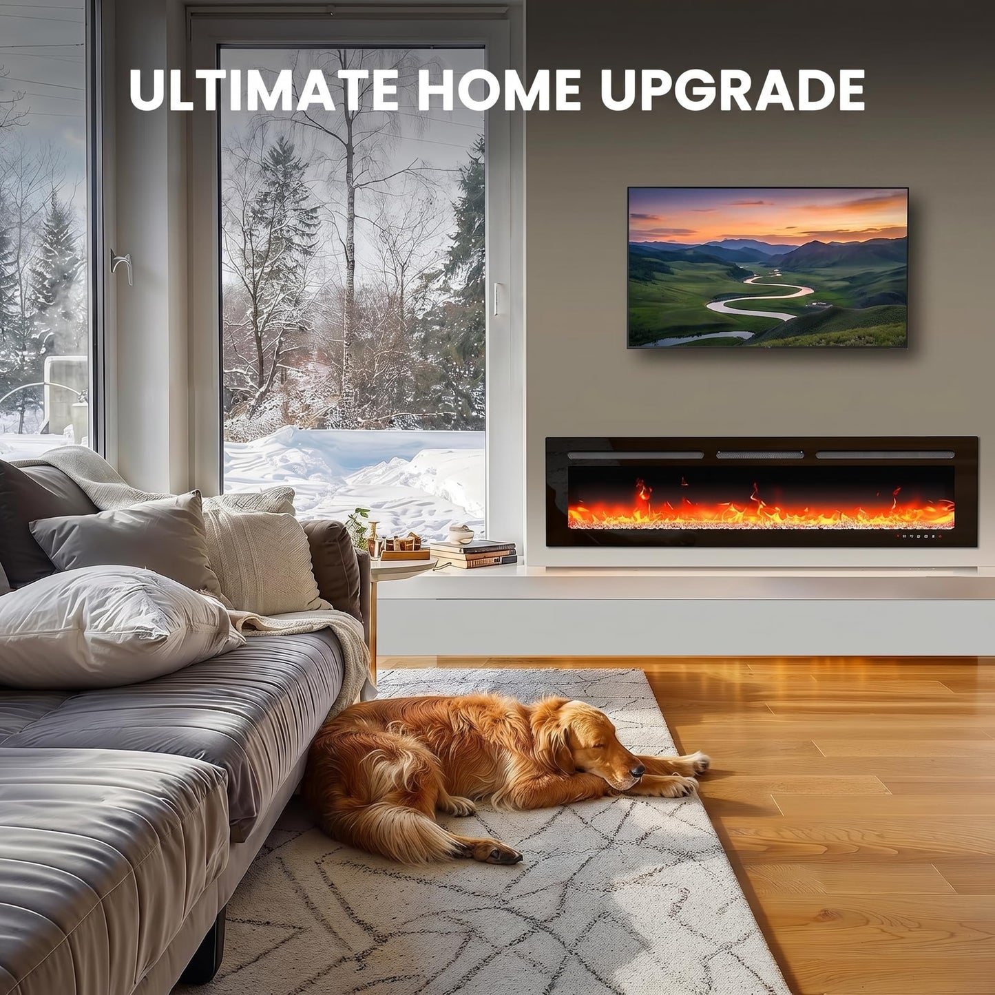 Silonn 50″Smart Electric Fireplace Heater with App & Remote Control, 4777 BTU Heat Output, Ultra-Slim Wall-Mounted or Recessed Electric Fireplace Inserts with Timer, 20 Flame Colors,WiFi Enabled