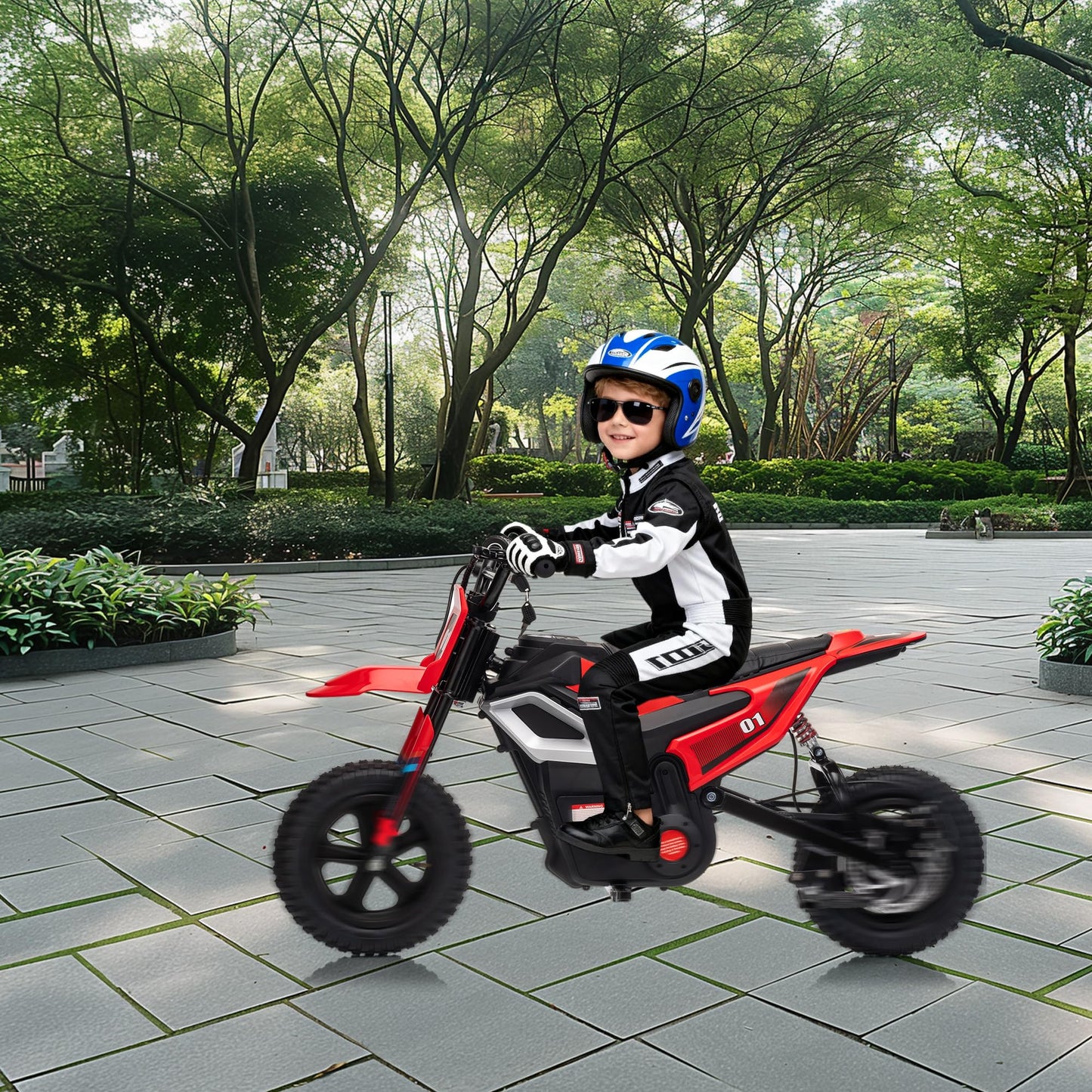 Electric Dirt Bike for Kids 10-12 Years, 350W Motor 14MPH Off-Road Motorcycle, 24V 7AH Battery 12" Fat Tire Suspension, 130lbs Max Load Mini Dirtbike for Teens Boys Girls