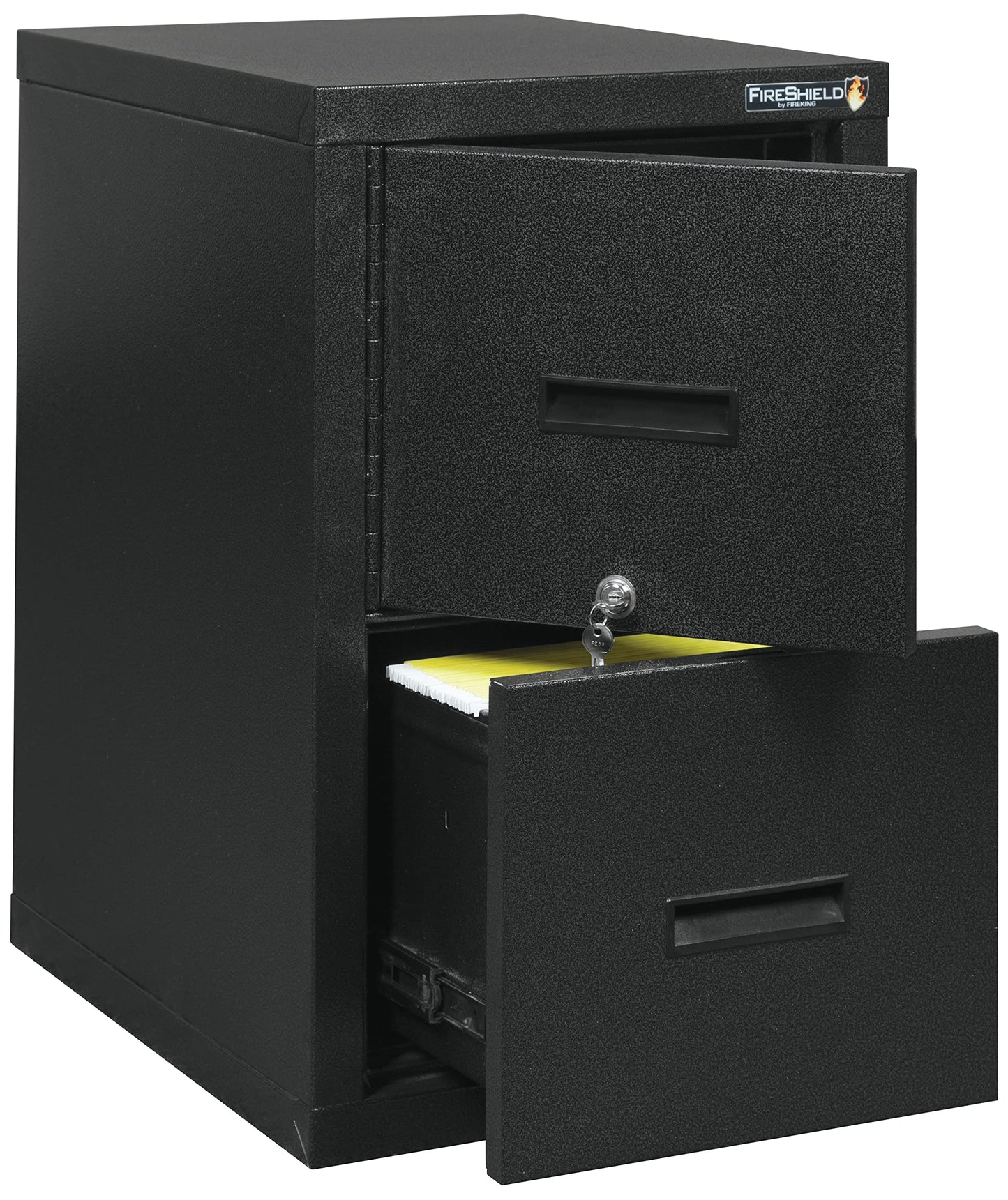 FireKing® FireShield 22" D Vertical 1-Drawer File Cabinet and Safe, Metal, Black Stone