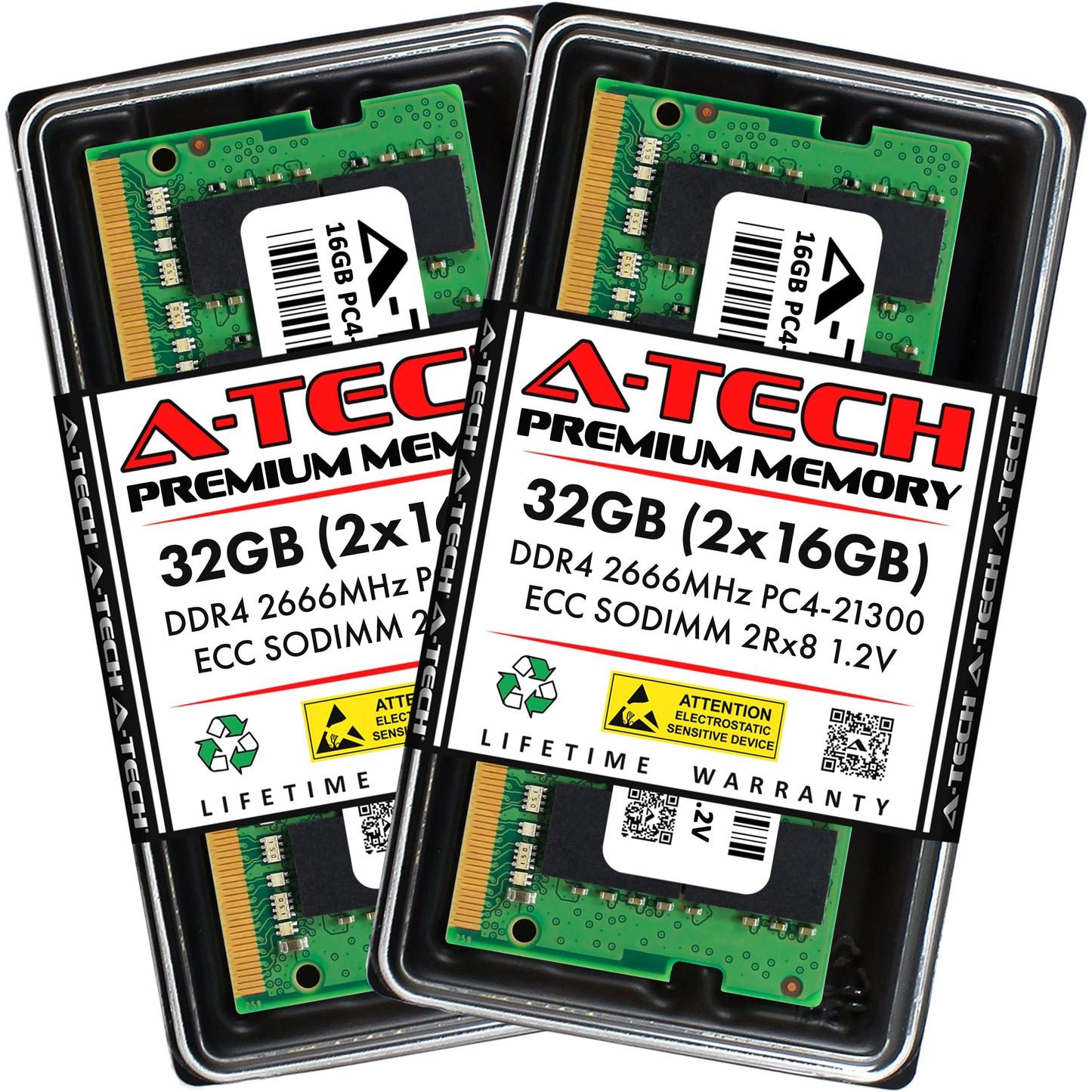 A-Tech 32GB Kit (2x16GB) RAM for Synology RackStation RS822RP+ NAS | DDR4 2666MHz PC4-21300 ECC SODIMM 2Rx8 1.2V 260-Pin Memory Upgrade