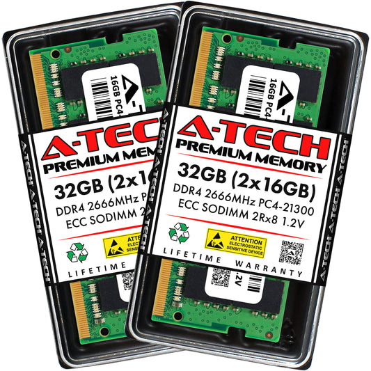 A-Tech 32GB Kit (2x16GB) RAM for Synology RackStation RS822RP+ NAS | DDR4 2666MHz PC4-21300 ECC SODIMM 2Rx8 1.2V 260-Pin Memory Upgrade