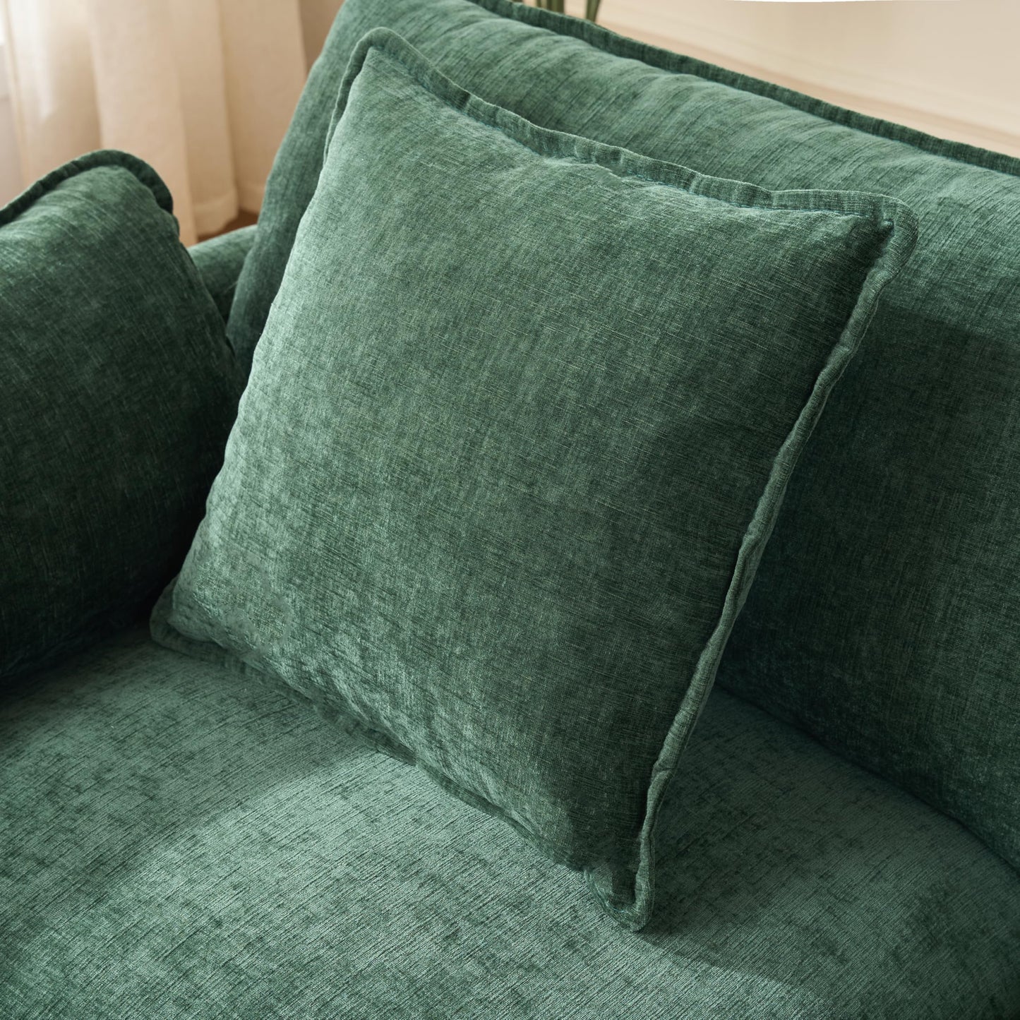 KEIKI 102" Modular Sectional Sofa with Storage Ottoman, L Shaped Convertible Couch with Movable Chaise Lounge, Linen Fabric Comfy 3 Seat Sleeper Sofa for Living Room Apartment Bedroom, Dark Green