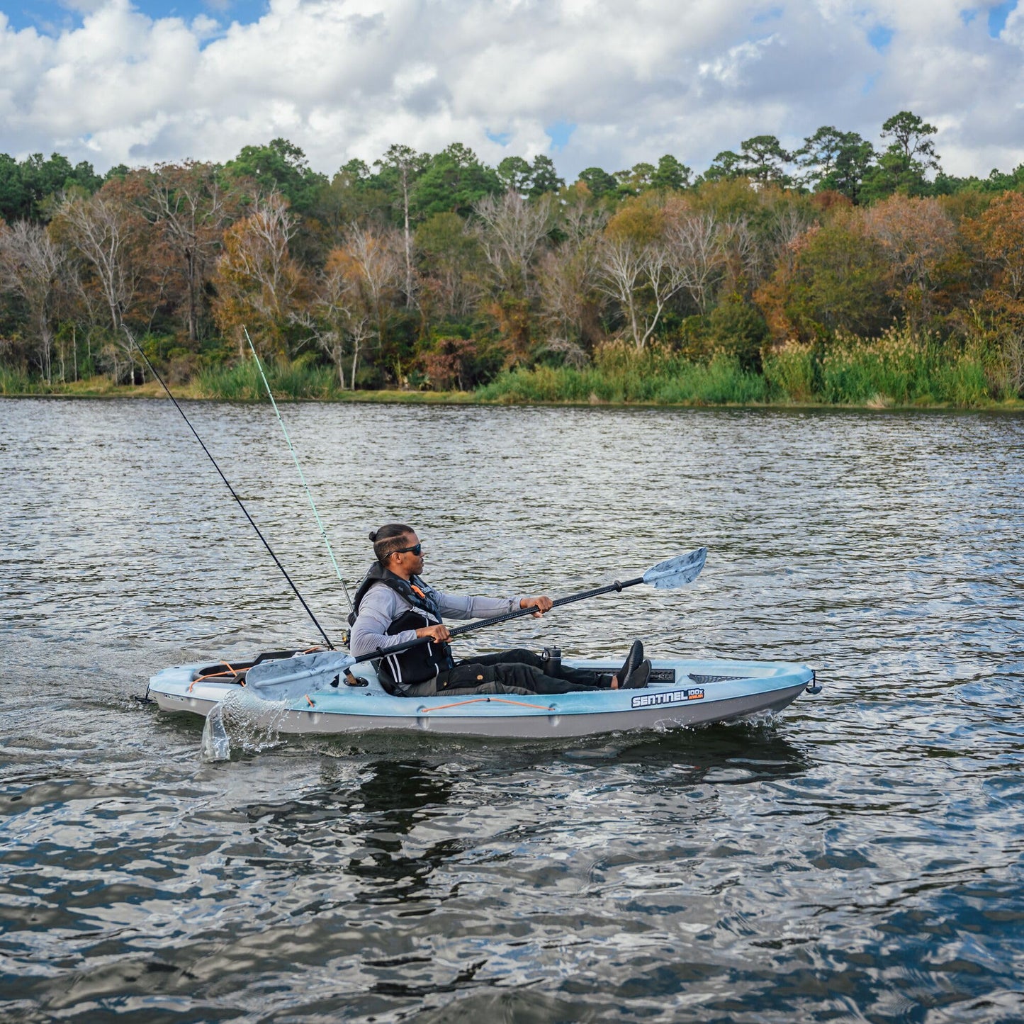 Pelican Sentinel 100X - Angler Sit on top Fishing Kayak - Forest Mist - Lightweight - Ergolounge™ Seating System - 10 ft, ‎Sentinel 100X Angler Fishing Kayak