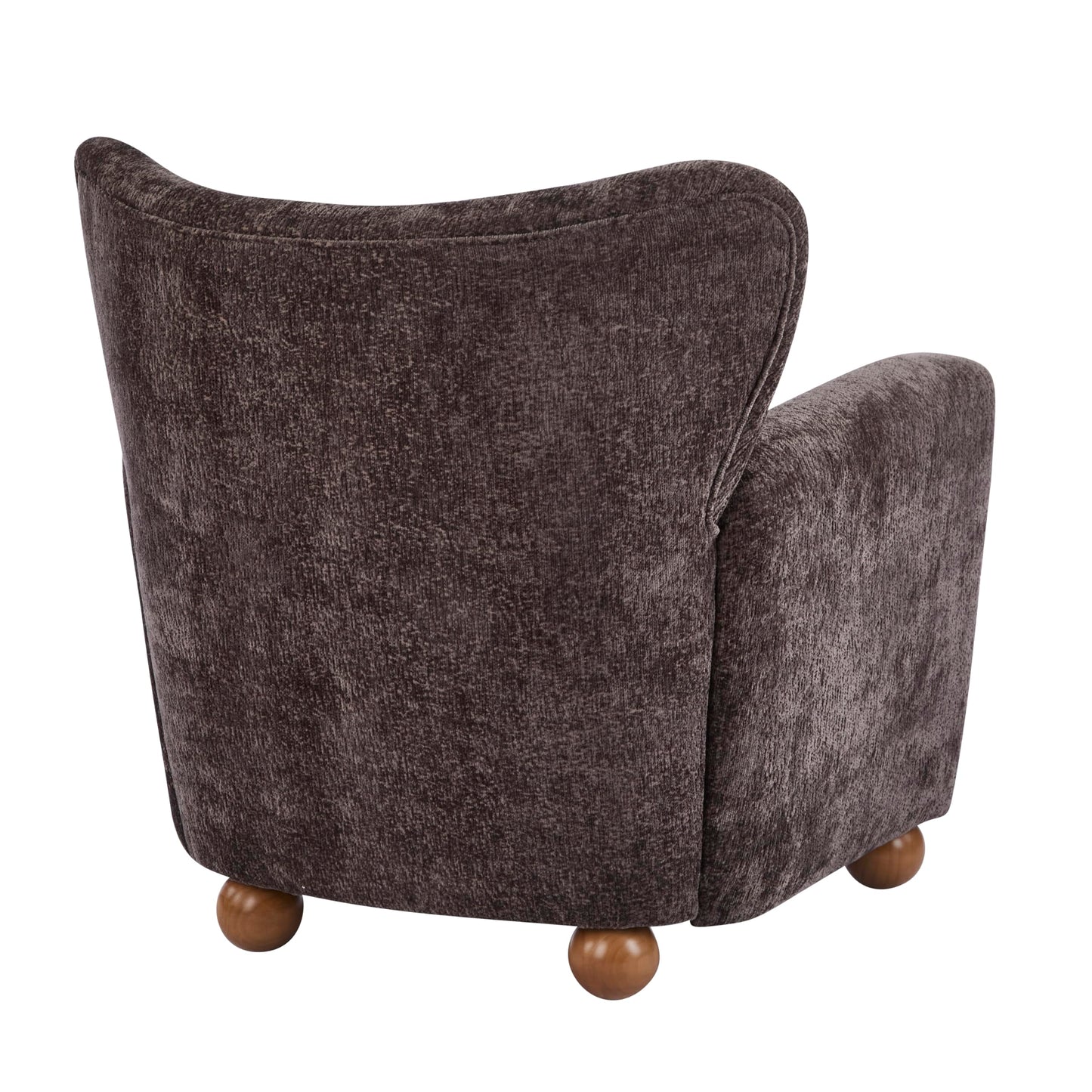 Christopher Knight Home Lindy Wingback Accent Chair, Upholstered Armchair with Rounded Wooden Legs, Curved Backrest Single Sofa, Soft Cushion Seating, Comfy Lounge Chair for Living Room, Dark Brown