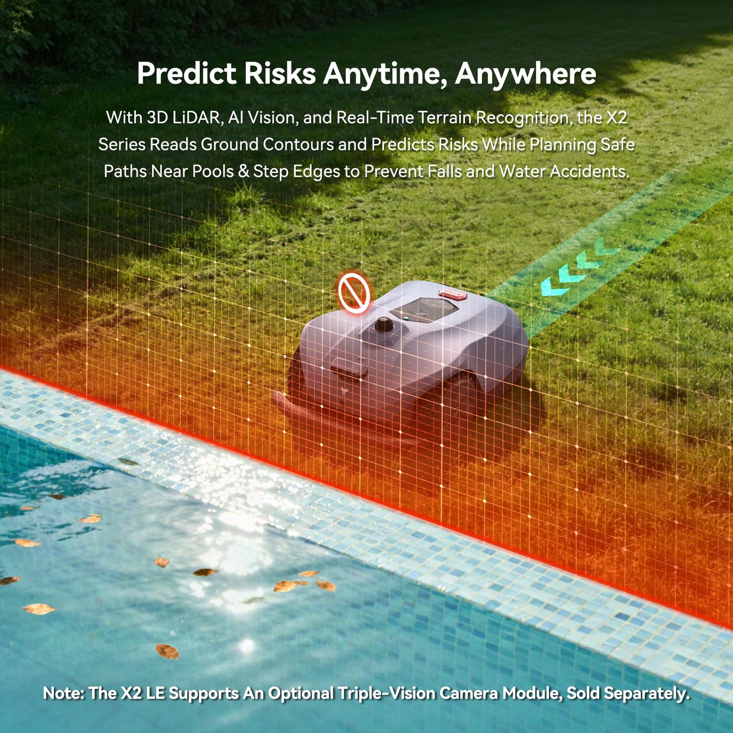 HOOKII Neomow X2 LE 360° 3D LiDAR Robot Lawn Mower, Wire Free for 0.37 Acre, No RTK Antenna, 4G App Control, GPS Anti-Theft, 13Ah, IPX6, Support Upgrade AI Bionic Triple Vision Module for Auto-Mapping