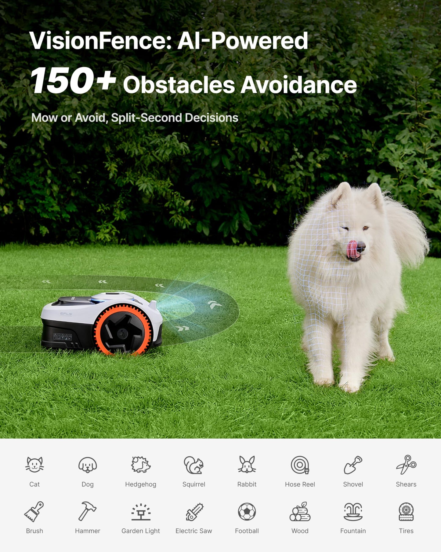 Segway Navimow i206 AWD Robot Lawn Mower (New i105N), Wire-Free with Garage S, All-Wheel Drive for 45% Slopes, EFLS NRTK + Vision, Auto Mapping, Covers 0.15 Acre (Garage Shipped Separately)