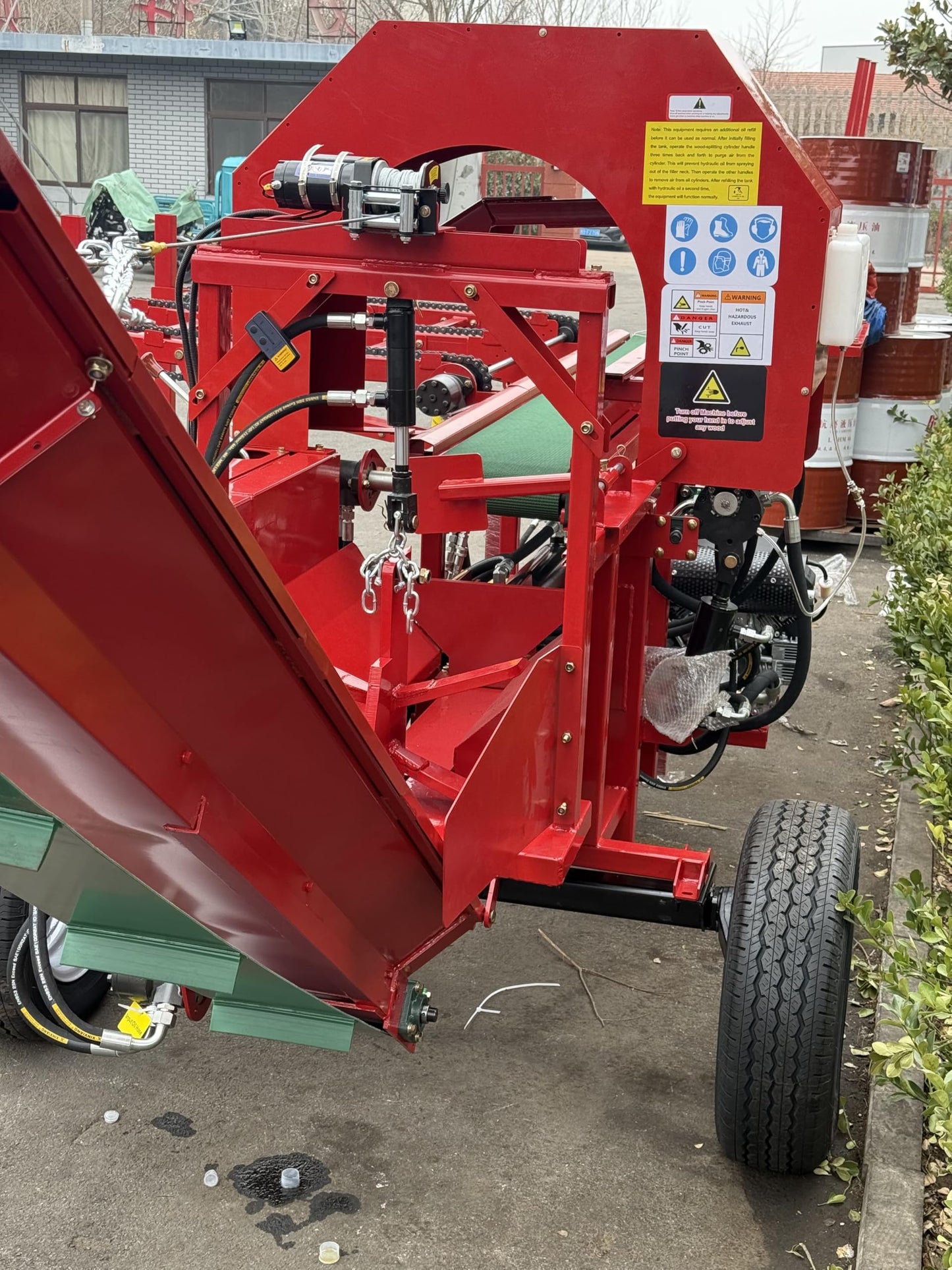 BORUITE 45 ton 19.6 inch log splitter firewood processor equipped with trailer hitch safety emergency stop protection steel body and powerful GX630 engine suitable for personal use