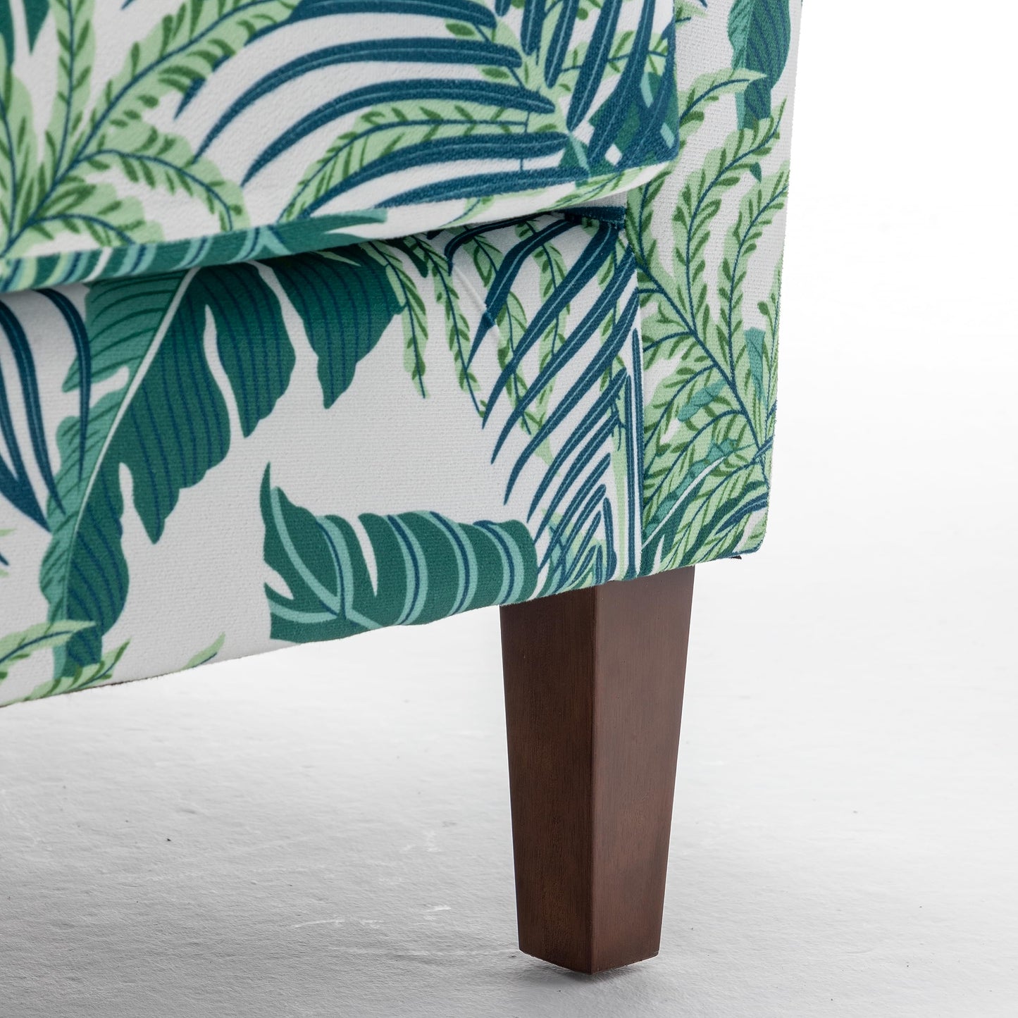 Container Furniture Direct Contemporary Accent Arm Chair with Birch Wood Frame and Velvet Upholstery, Armchair for Office and Living Room Decor, Removable Cushions, 01 Printed Fabric