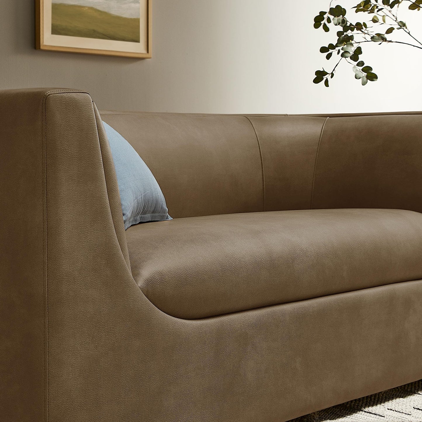 Modway Hilda 67 Inch Modern Curved Back Faux Leather Loveseat in Mushroom – Vegan Leather Upholstered 2-Seat Sofa for Living Room, Apartment, Office