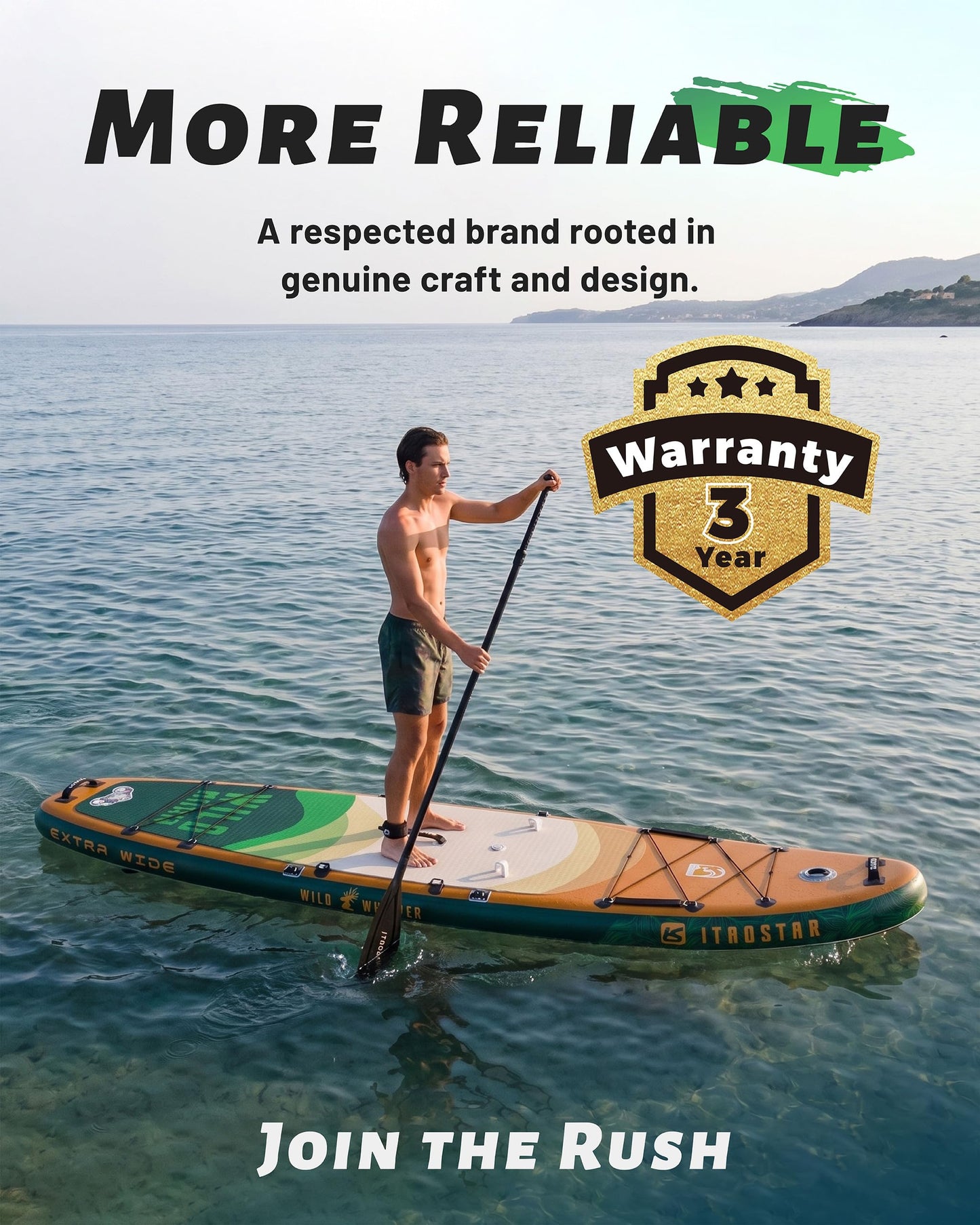 iTAOSTAR W03CP 12'x35 Inflatable Stand Up Paddle Board for Adults - Extra Wide Inflatable SUP Boards with Seat, Premium SUP Package with Full Accessories for Touring & Yoga