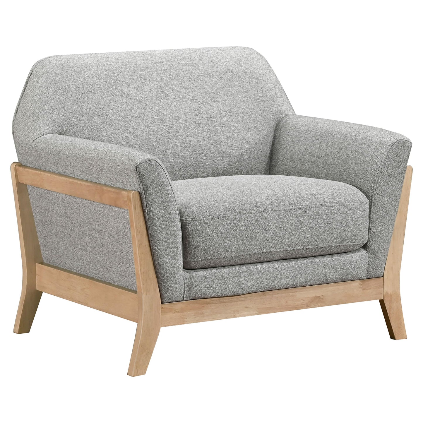 Coaster Home Furnishings - Vaughn - Fabric Upholstered Flared Arm Accent Chair with Tight Back, Blonde Legs, Foam Filling and Attached Seat Cushion - Living Room - Grey - 511073