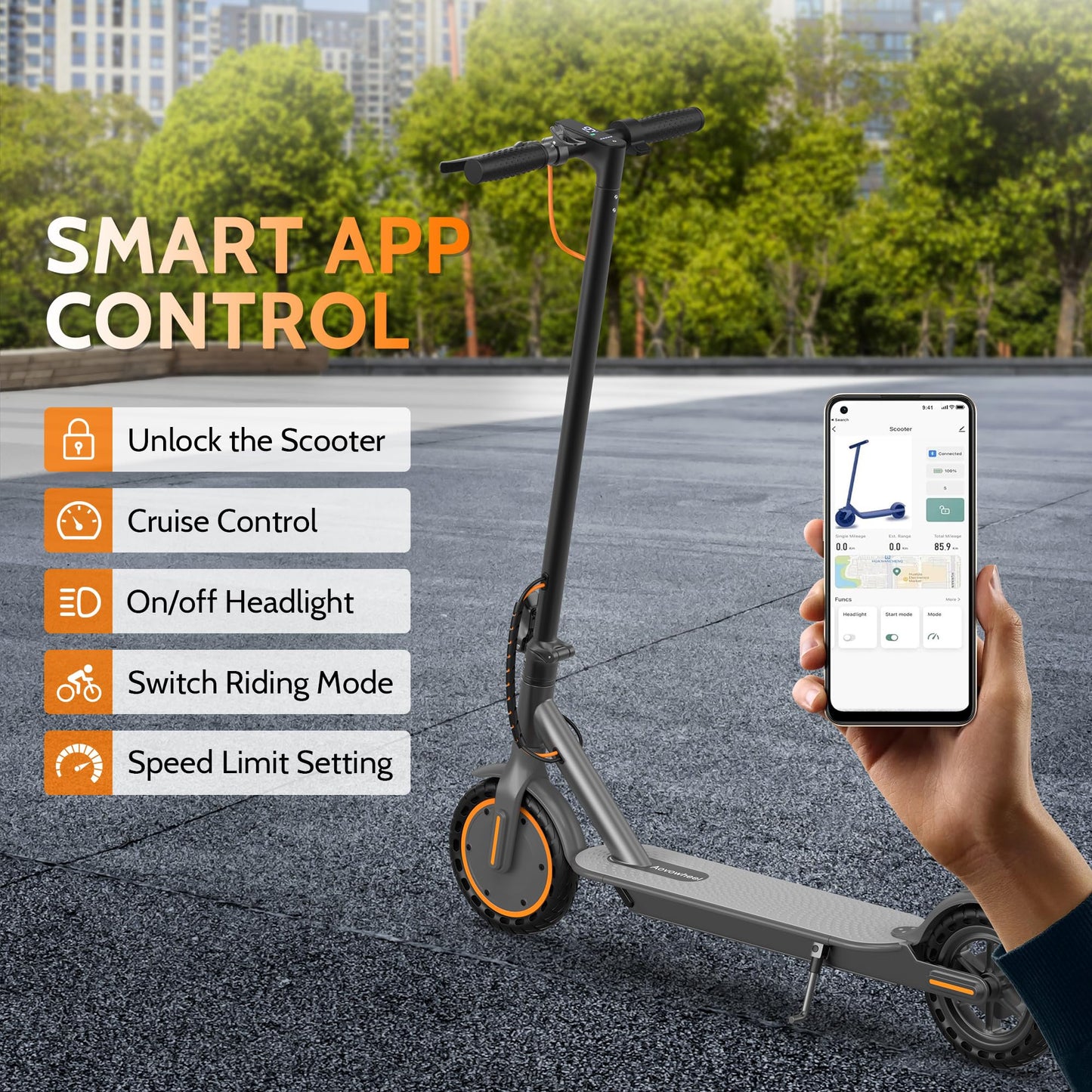 Aovowheel Electric Scooter for Adults, Folding E Scooter with 350W Motor 19 Mph Top Speed, Max 23Miles Long Range,Commuting Scooters with 8.5'' Tires, Dual Brakes