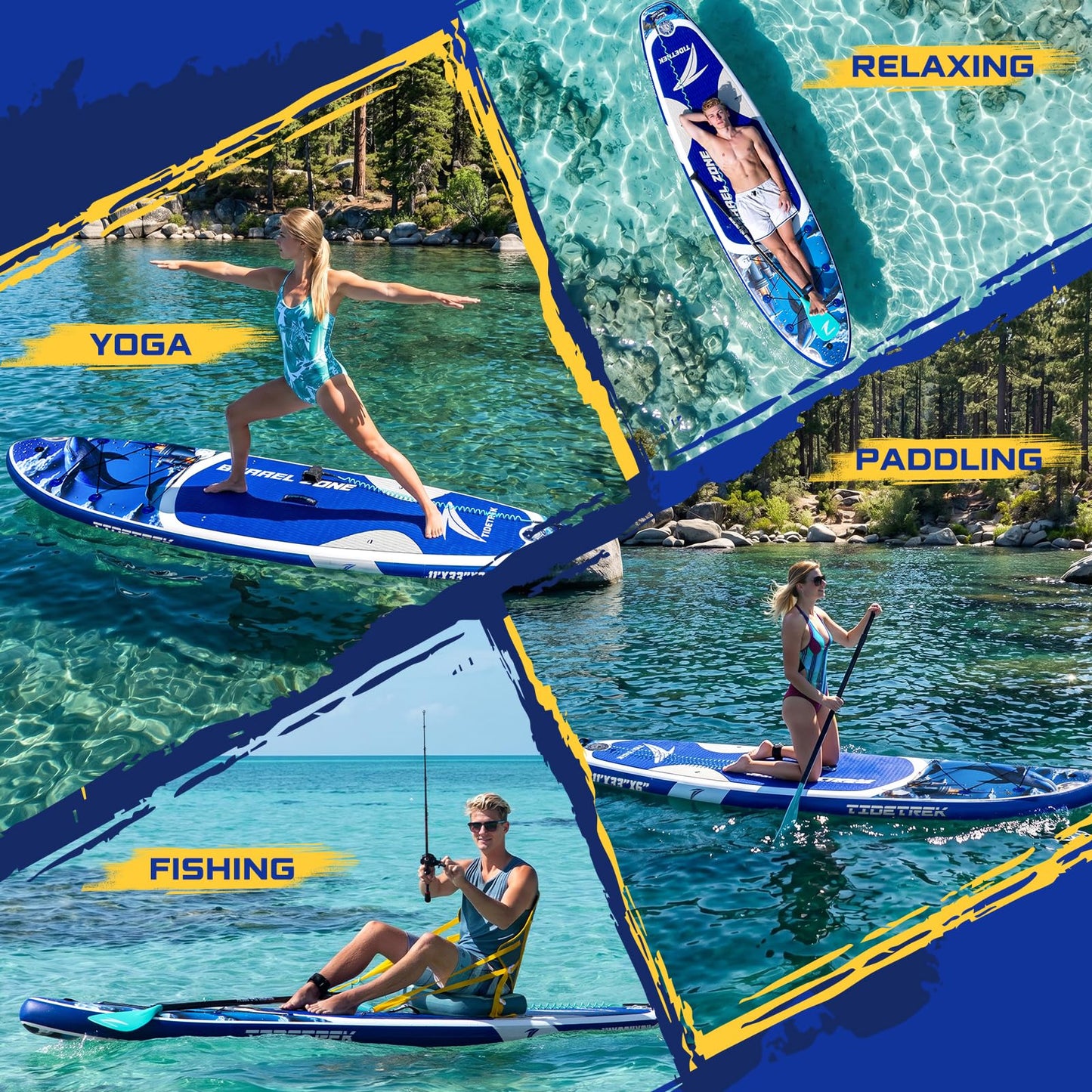 TIDETREK 11'/11'6" x 33"/34" x 6" Inflatable SUP Paddle Board – Extra-Wide, Stable Stand Up Paddle Board with Premium Full Accessory Set for Adults & Youth (Whale Dream/Kayak Seat, 11'x33 x6)