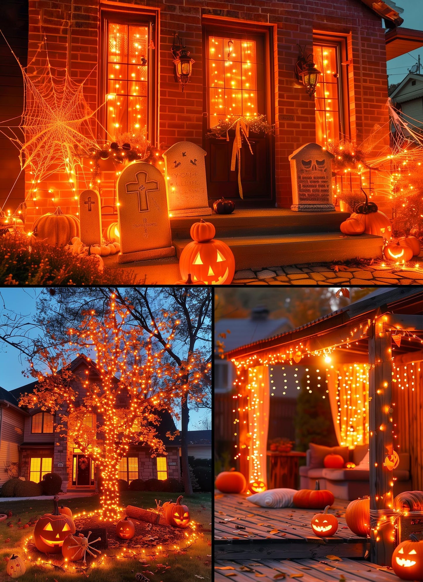 Minetom Halloween String Lights, 100 LED, 39 FT, Orange, USB Powered, 8 Modes, Indoor Decor for Holiday and Party