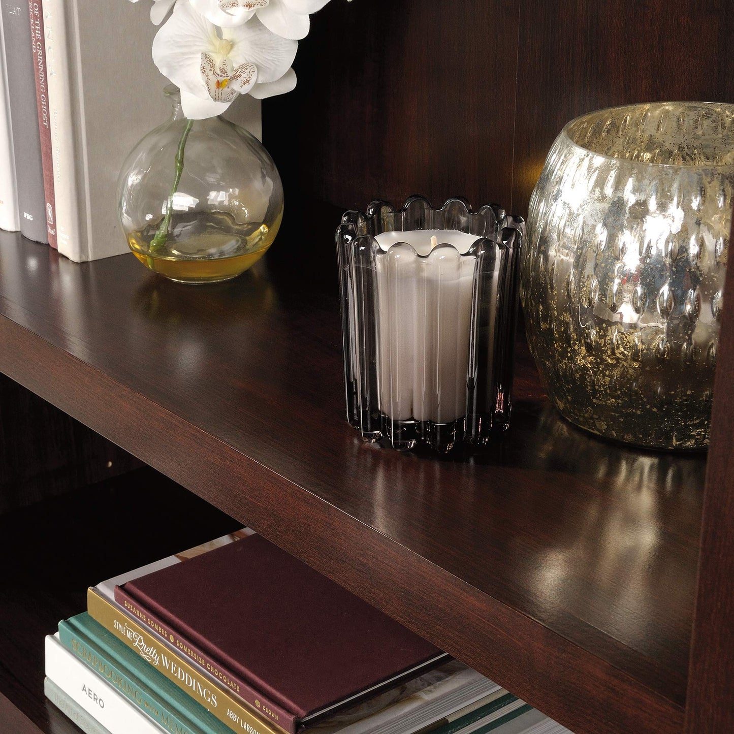 Sauder Miscellaneous Storage 5-Shelf/ Book Shelf 2-Door Bookcase, Select Cherry finish