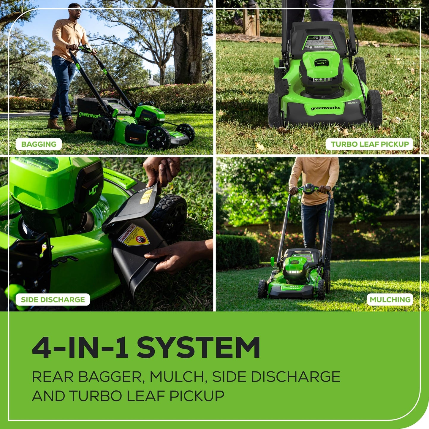 Greenworks 40V 21" Self-Propelled Cordless Lawn Mower – Brushless Motor, 5.0Ah Battery & Charger(75+ Tool Compatible)
