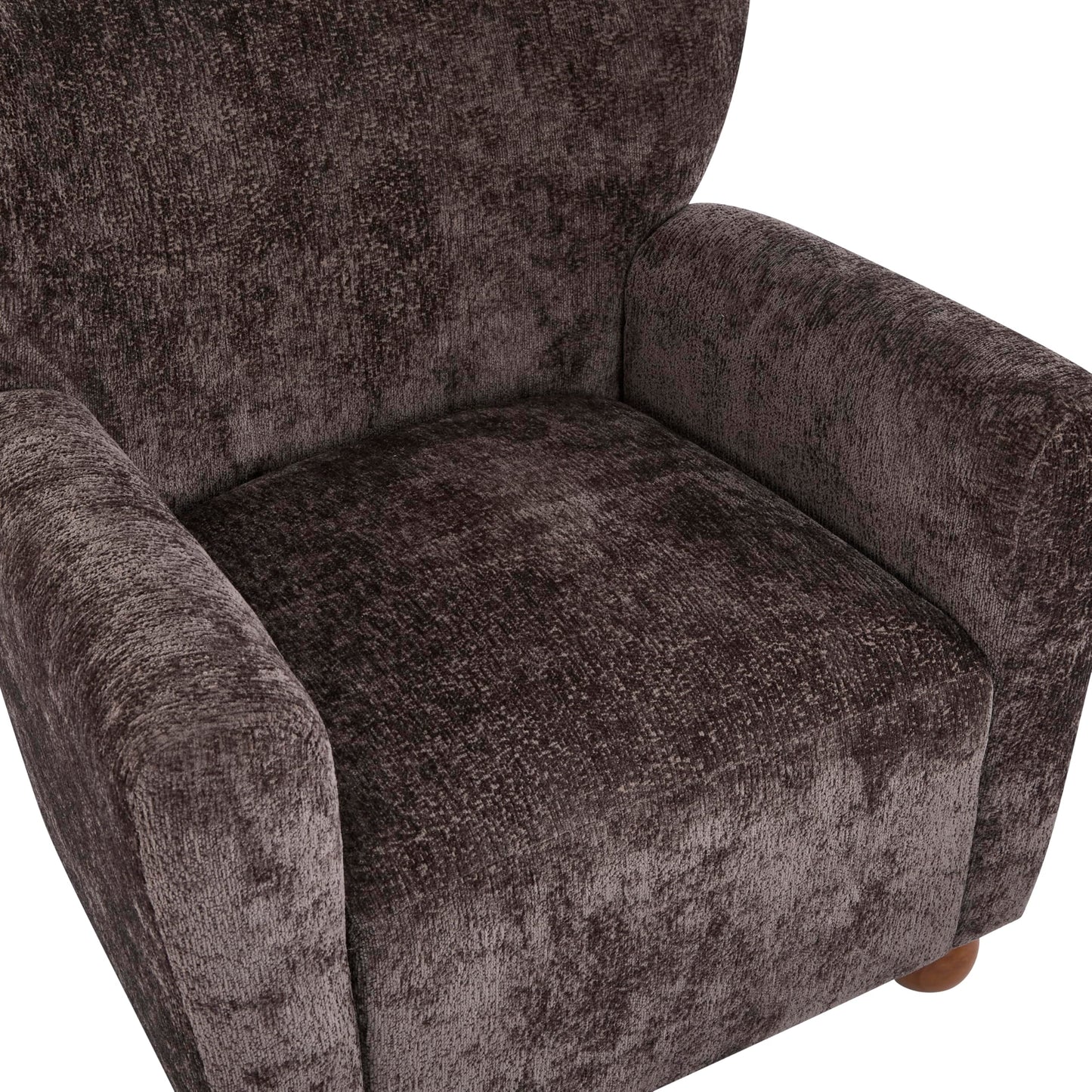 Christopher Knight Home Lindy Wingback Accent Chair, Upholstered Armchair with Rounded Wooden Legs, Curved Backrest Single Sofa, Soft Cushion Seating, Comfy Lounge Chair for Living Room, Dark Brown