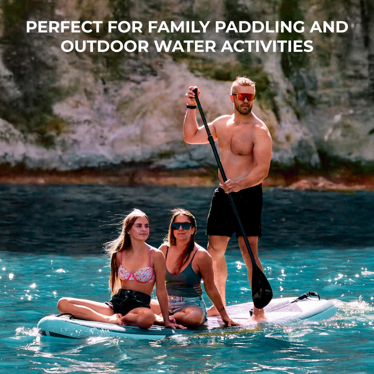 SereneLife XL Inflatable Stand Up Paddle Board – Extra-Wide, Pet & Family-Friendly SUP for Adults, Kids & Pets – Non-Slip Deck, Lightweight Stable Design, Premium Accessories - 440 lbs Capacity
