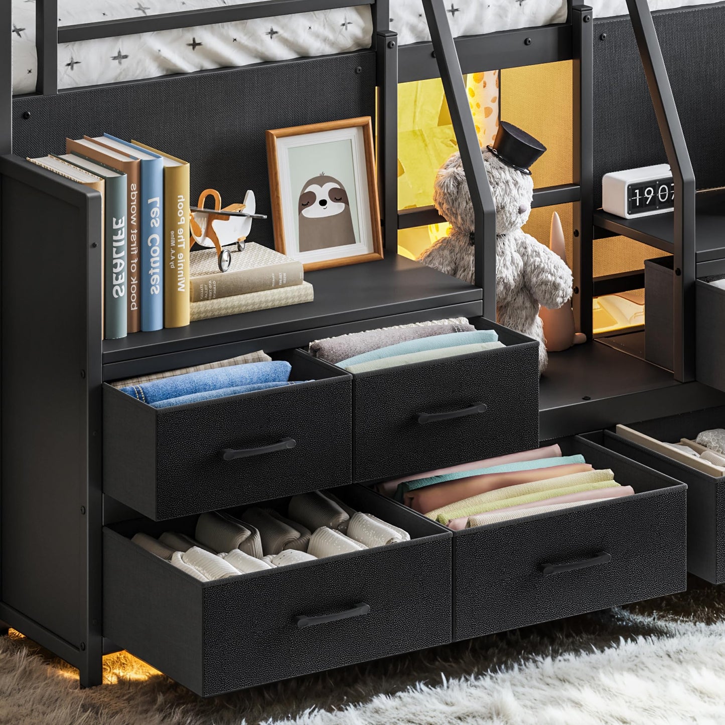 Bellemave Full Low Loft Bed,Metal Kids Loft Bed Frame for Boys Girls,Black