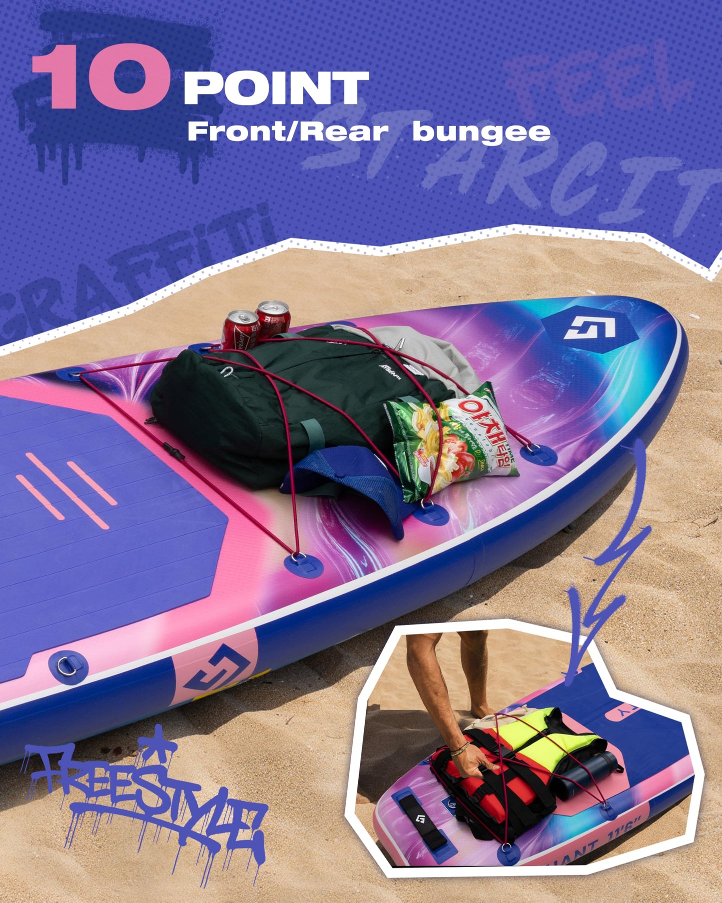 Starcity Inflatable Stand Up Paddleboard for Lake Ocean Touring Family Friendly Beginners Extra Wide High Load Design Responsive Tracking 11'6"×35"×6" 450 Pound Capacity W/Complete Accessories