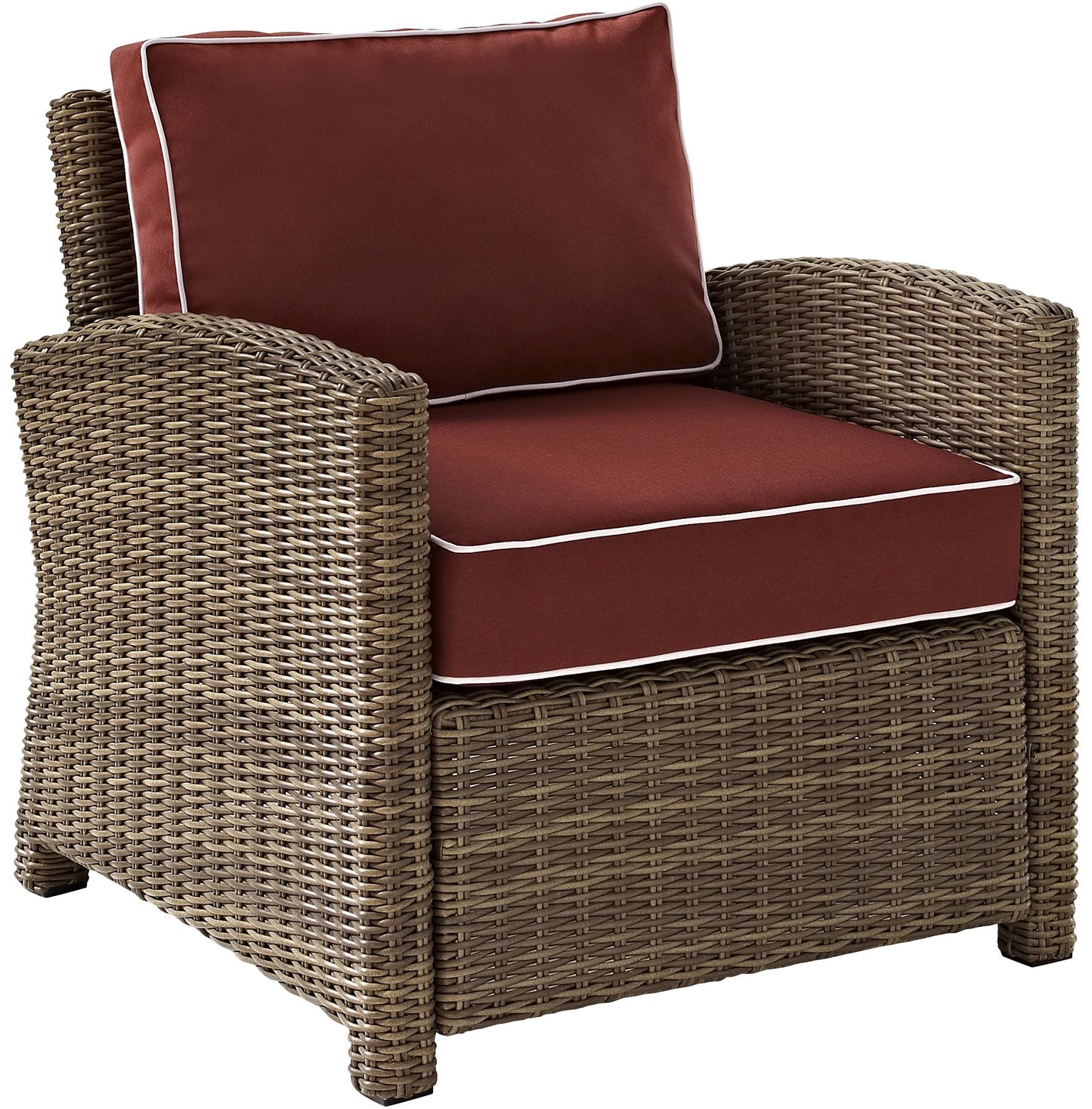 Crosley Furniture Bradenton 2-Piece Outdoor Chair Set, Wicker Patio Chairs for Conversation, Porch, Deck, Brown with Sangria Cushions