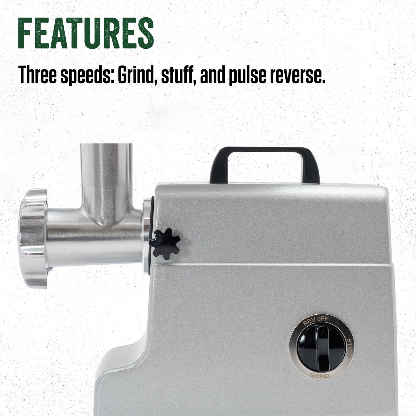 LEM Products MightyBite #8 Meat Grinder, 500 Watt Aluminum Electric Meat Grinder for Home Use, Compact Food Processor for Grinding, Sausage Stuffing, Cooking