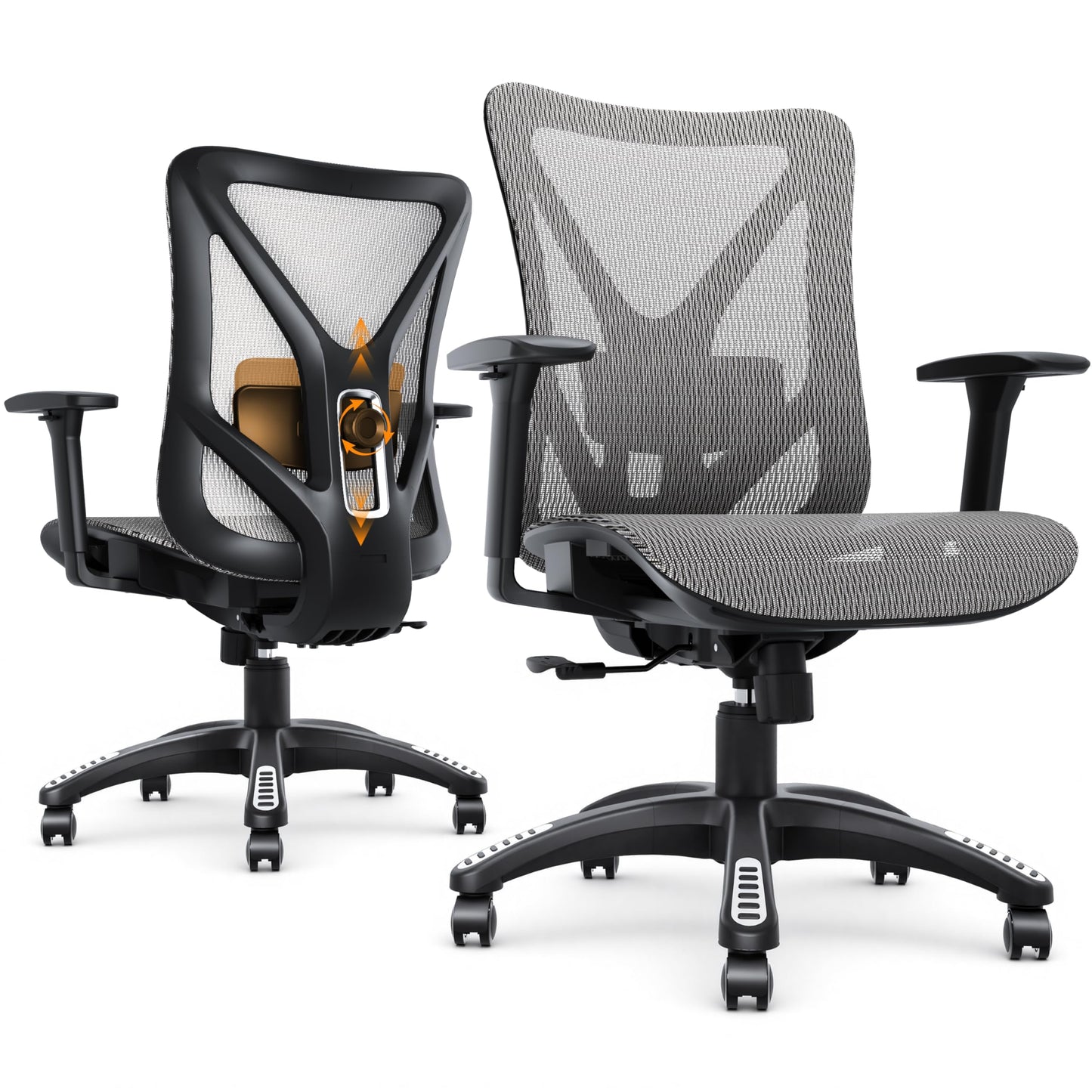 MOLENTS Ergonomic Office Chair, Mesh Computer Desk Chairs with Adjustable Lumbar Support, 3D Armrest, Tilt Function, Comfy Wide Seat, Executive Work Task Chair for Company & Home, Gaming Chair (Grey)