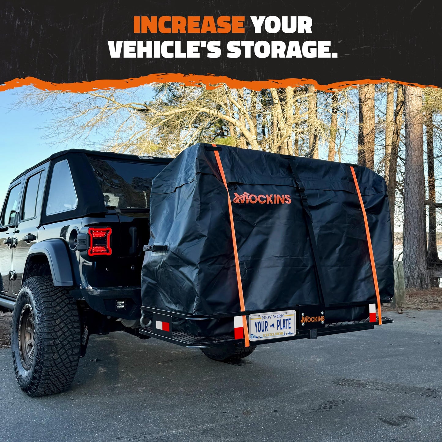 Mockins 60"x24"x6" Heavy Duty Trailer Hitch Cargo Carrier w/ 500 Lbs. Cap