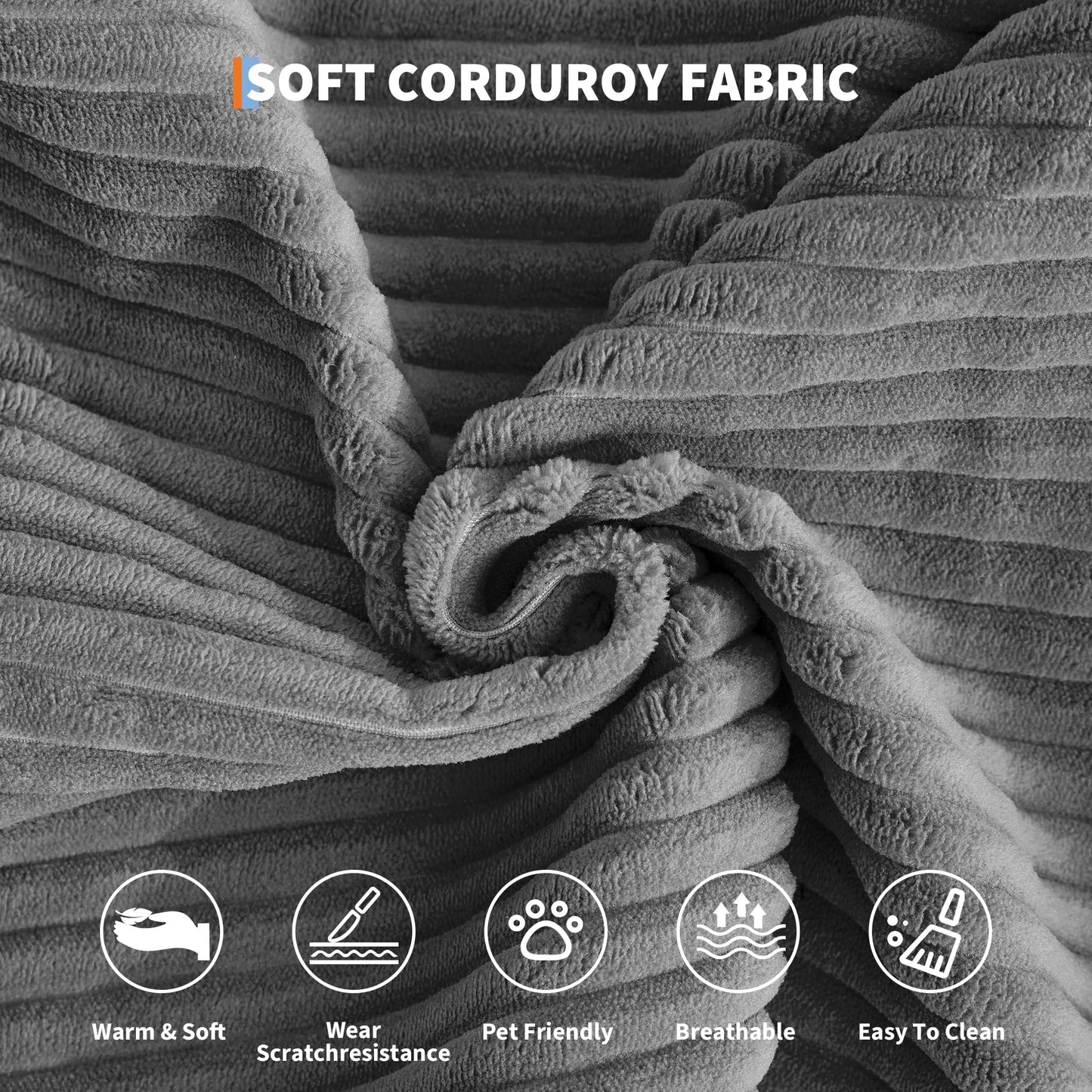 GarveeLife 78.8" Modular Corduroy Sofa Bed,5 in 1 Convertible Futon Floor Couch with Pull-Out Sleeper,Multi-Functional Futon for Living Room Guest Room & Small Spaces