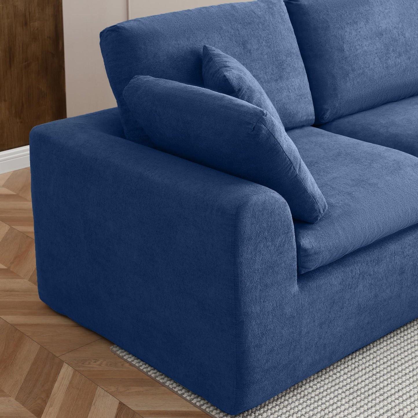111-Inch L-Shaped Modular Boneless Cloud Sectional Sofa 4 Seat Floor Foam Sofa Couches Deep Seat with Ottoman,Comfy Fabric Upholstered 4 PCS Compressed Cloud Couch