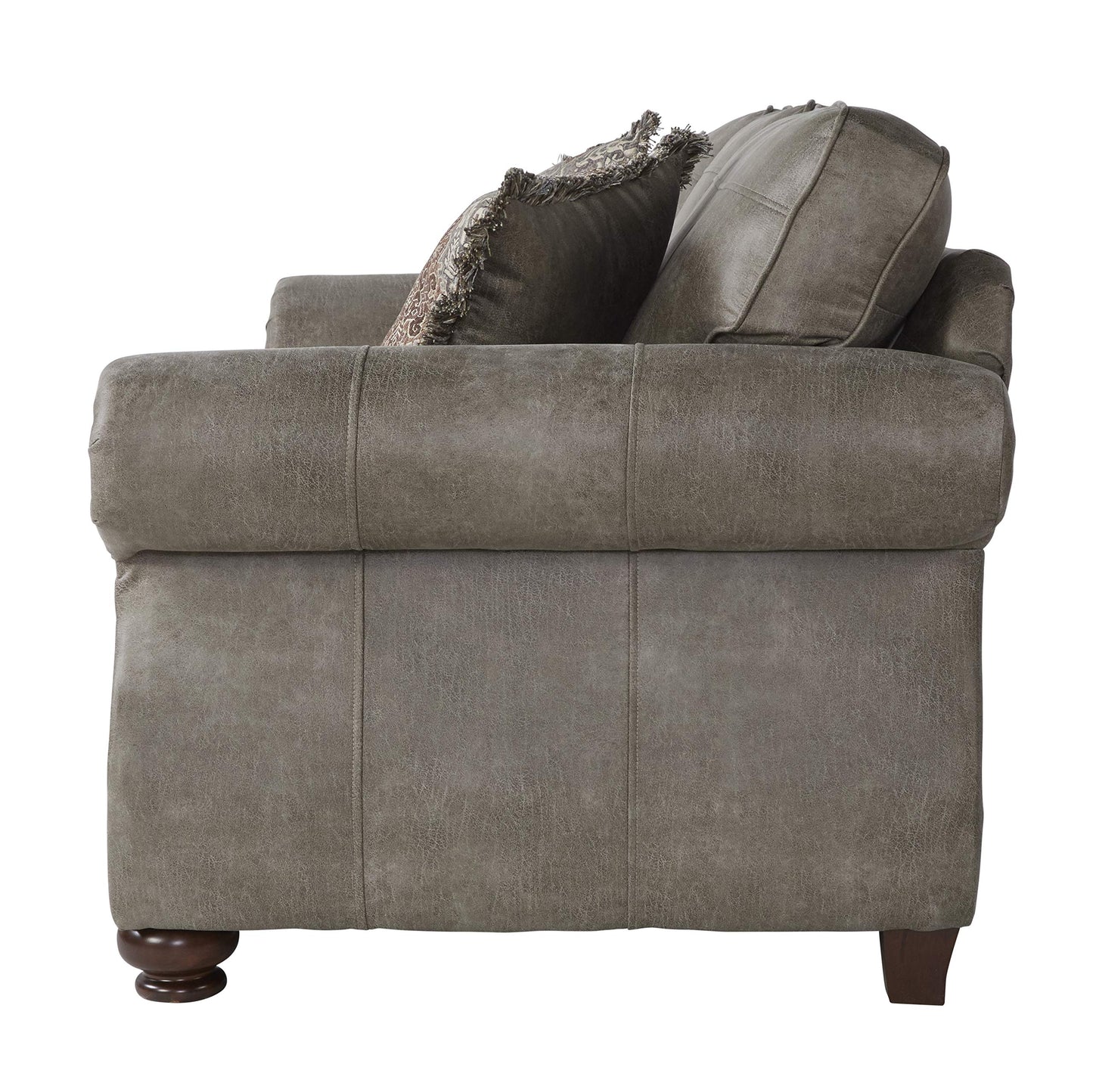 Roundhill Furniture Leinster Fabric Upholstered Nailhead 3-Piece Livingroom Set, Sofa, Loveseat, and Chair Set in Stone Gray