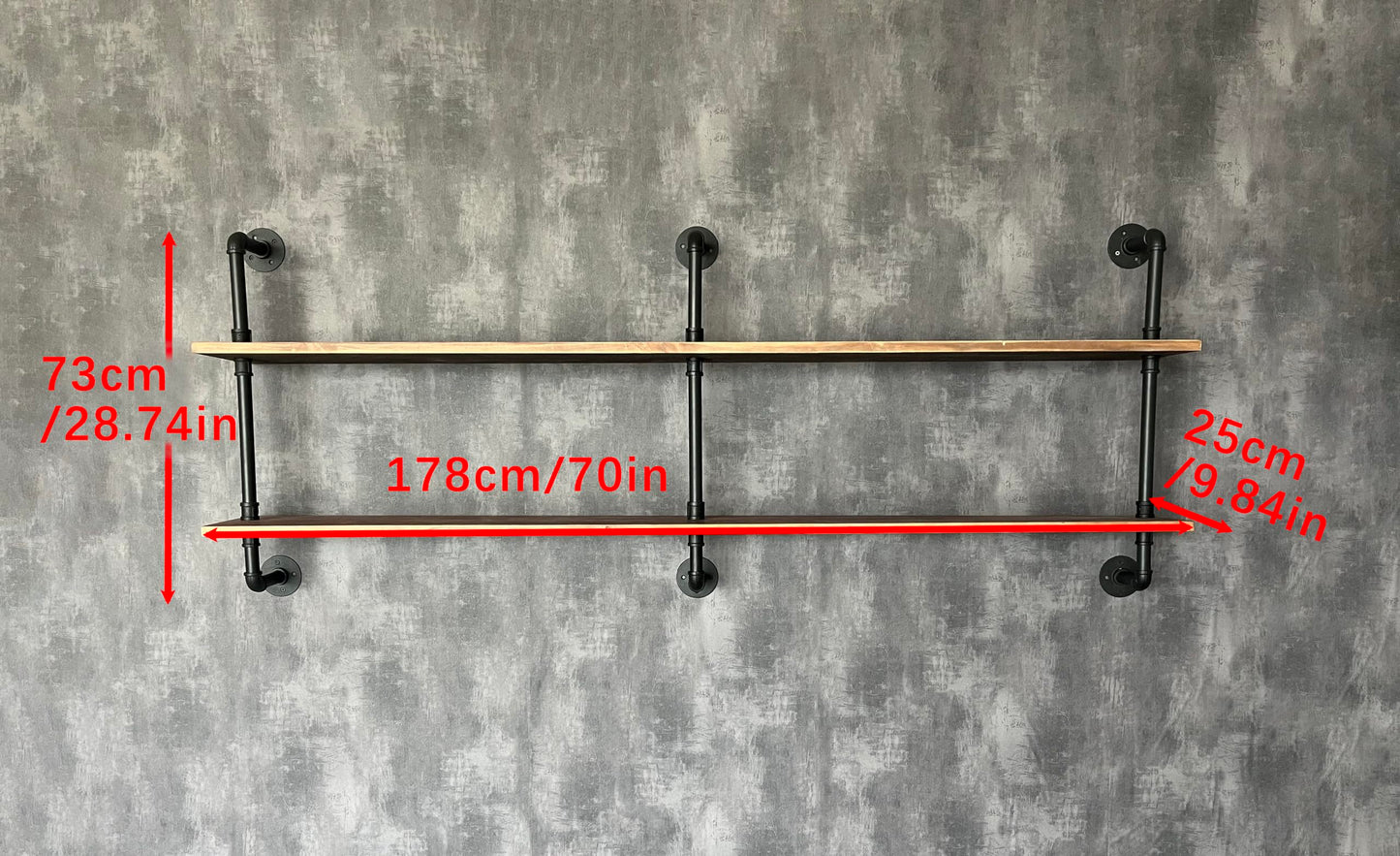 HDDFER Floating Shelves Wall Bookshelf Industrial Pipe Shelving Shelves Real Wood Planks 70 inch Rustic Wall Shelves Hanging Bookshelves Farmhouse Kitchen Bar Shelving