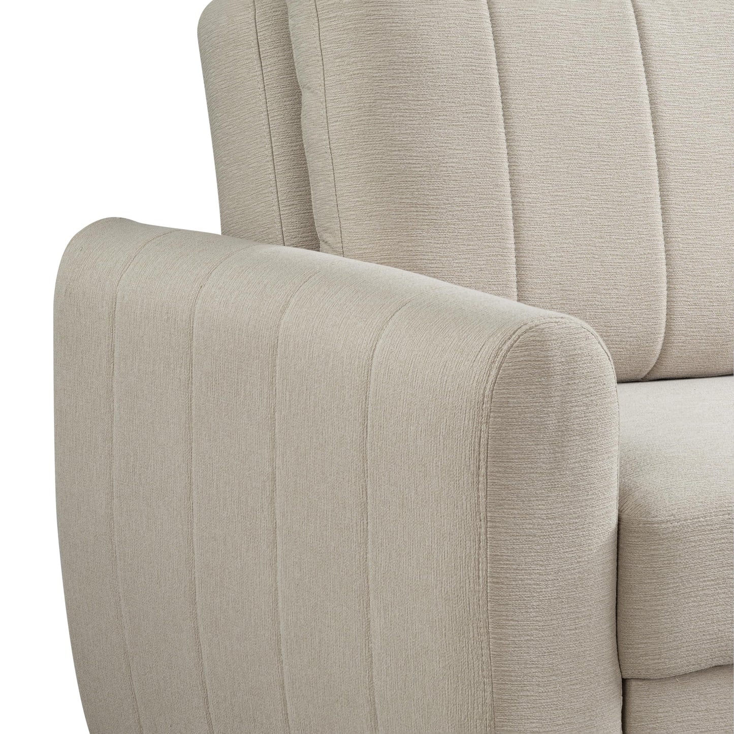 Serta Galway 66.5" Convertible Sleeper Loveseat, Full Size, Dreamcoil Comfort, FingerGuard Pinch Point Protection, Soft Woven Fabric, Beige