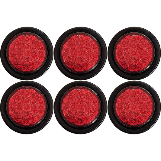 All Star Truck Parts Amber LED Clearance Side Marker Lights Kit, 2.5in Round, 6x Red, Model ASA2513, Waterproof, 12V