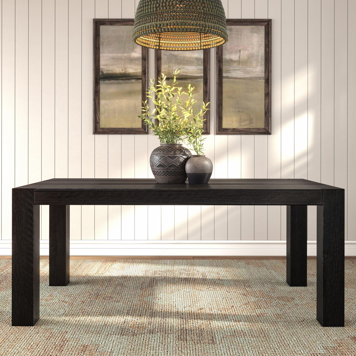 Plank+Beam Camden, Farmhouse Dining Table, 72", Solid Wood Dining Table for 6-8, Rustic Table for Dining Room and Kitchen, Natural Wood Grain, Rustic Char