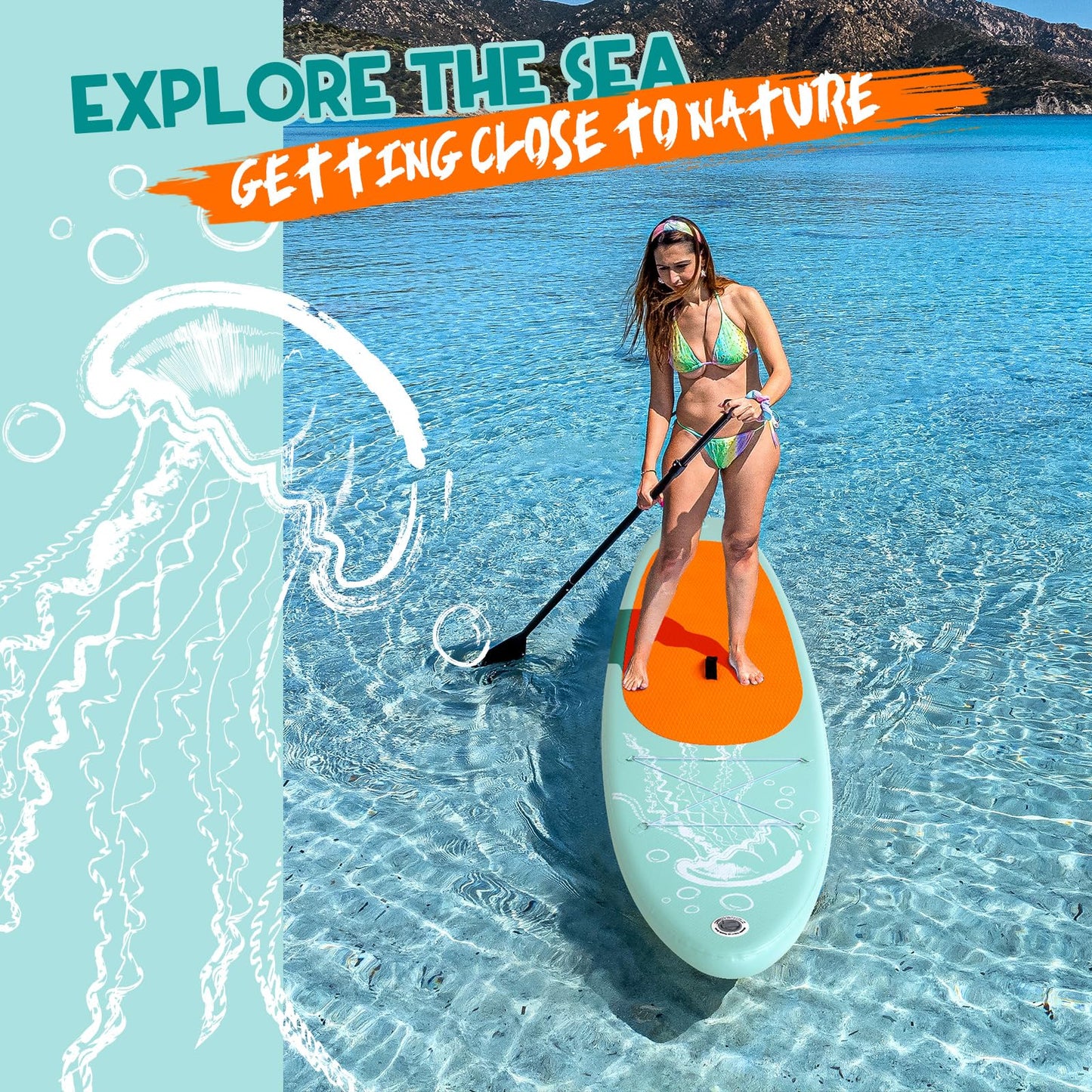 DAKUWAR Paddle Board 10'6''x33''x6'' Inflatable Stand Up Paddle Boards with SUP Accessories Ultra-Light Paddleboard Non-Slip Comfort Deck for Adults & Youth of All Skill Levels (Green and Orange)