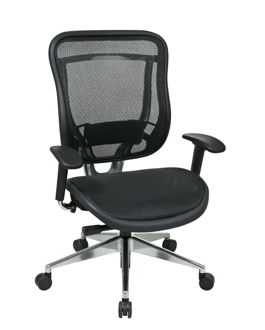Space Seating 818 Series Executive Big and Tall Office Chair with Breathable Mesh Back, Deluxe 2-to-1 Synchro Tilt, Anti-Kickback and 300 lb. Limit, Black Mesh