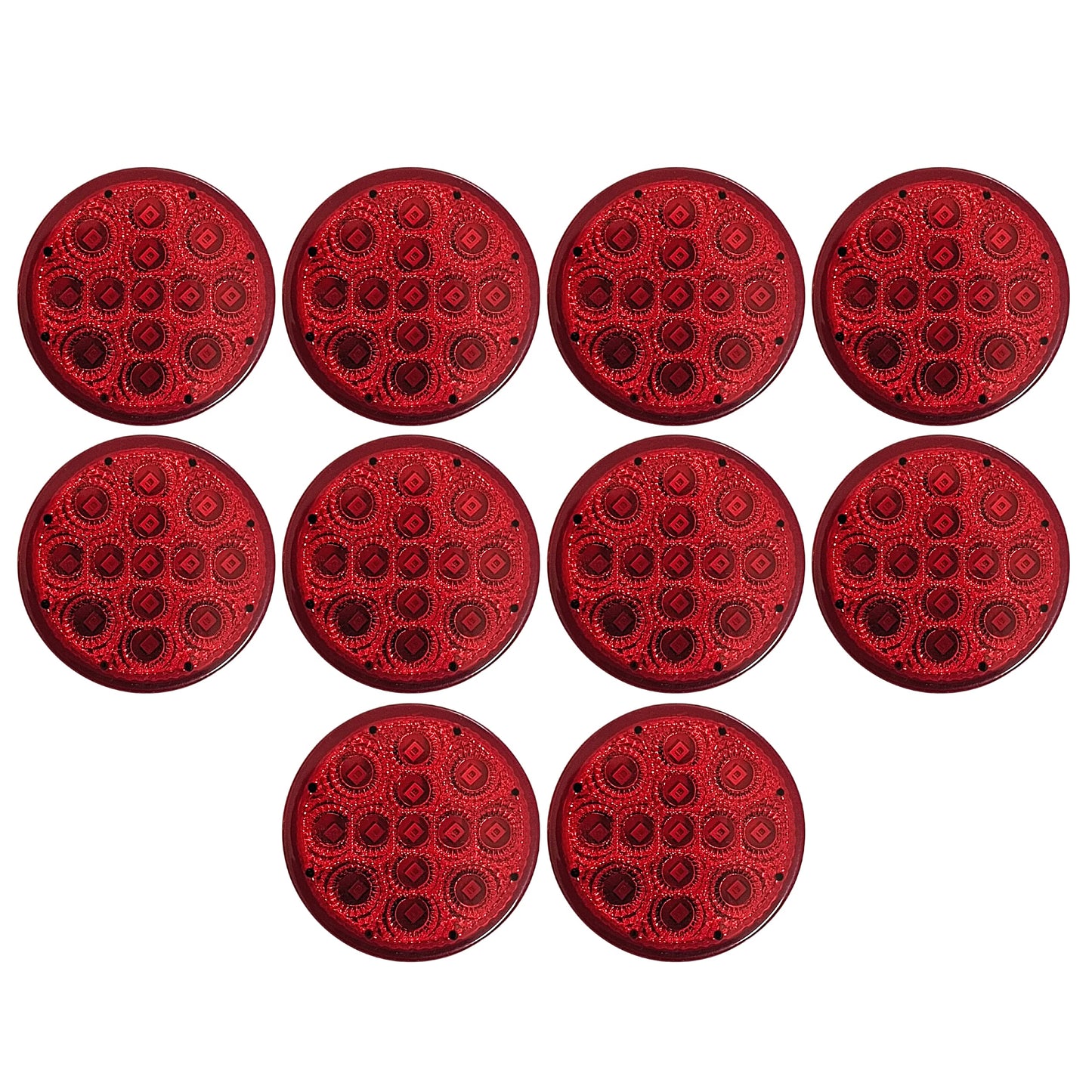 All Star Truck Parts LED Clearance Side Marker Lights Kit - 10x 2.5 Inch, 13 Diodes, Waterproof, Red, Model ASA2513R10-N