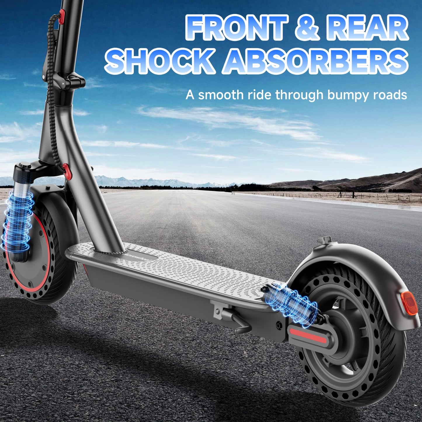 Aovowheel Electric Scooter for Adults, 10'' 500W Motor, Max 23 Miles Range, 19 Mph Top Speed with Dual Suspension, Portable Folding E-Scooter for Commuting, Electric Scooter