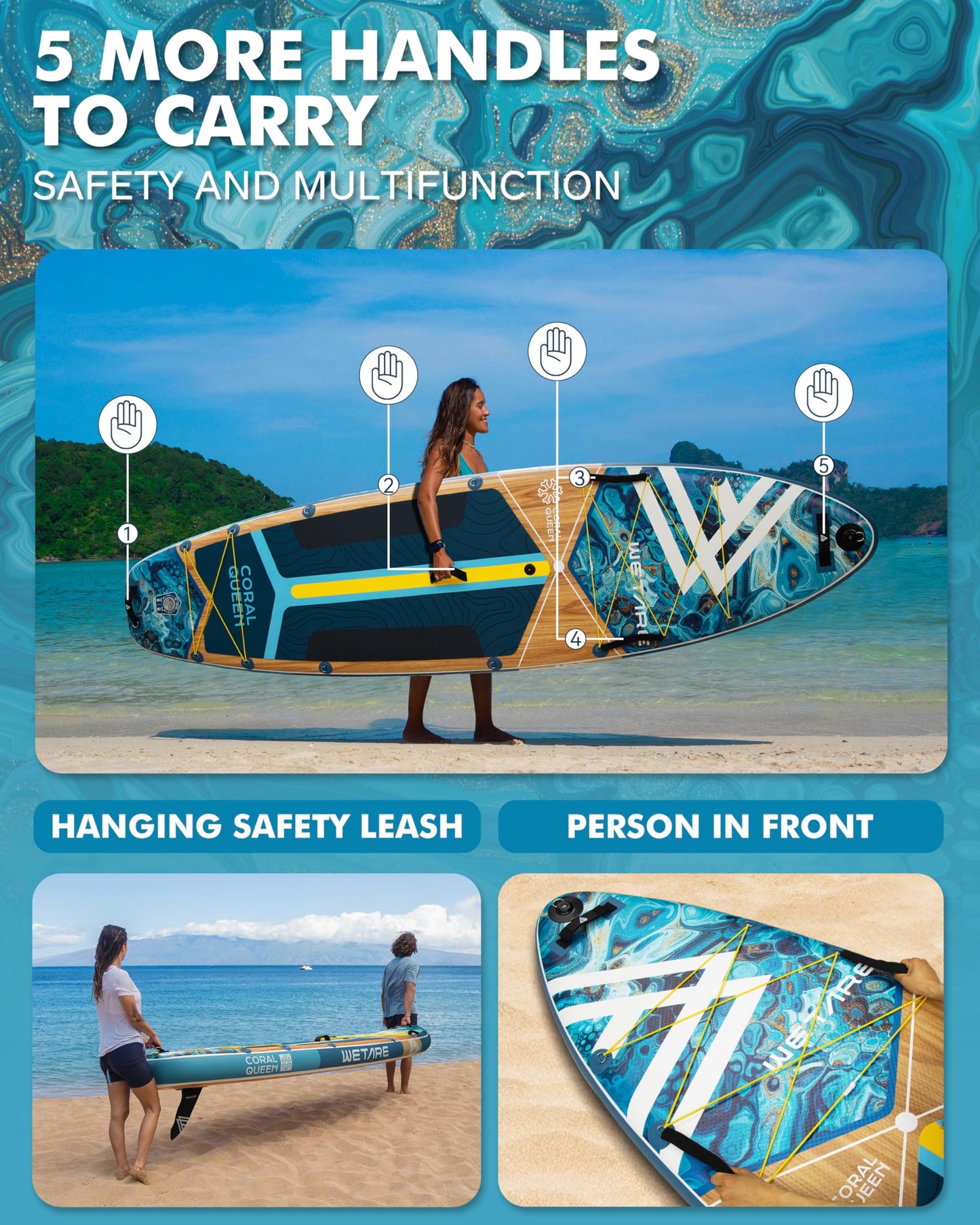 WETARE 11'6"x35" Inflatable Paddle Board, 450lbs Extra Wide Stand Up Sup Board for Adults, Blow Up Paddleboard Kayak Non-Slip Stable Deck Boat for Yoga Fishing Surf