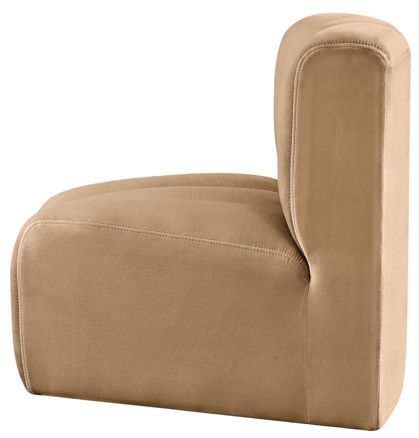 Meridian Furniture 103Camel-CC Arc Collection Modern | Contemporary Curved Corner with Soft Camel Velvet, Channel Tufting, Modular for Limitless Configurations, 33" W x 31" D x 30" H, Camel