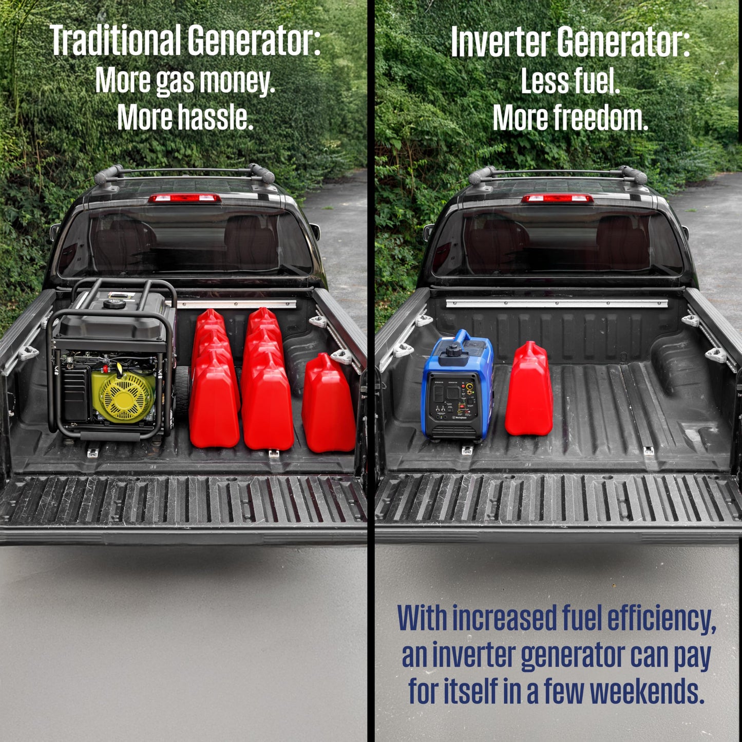 Westinghouse 2550 Peak Watt Super Quiet & Lightweight Portable Inverter Generator, RV Ready 30A Outlet, Gas and Propane Powered, CO Sensor, Parallel Capable, Long Run Time