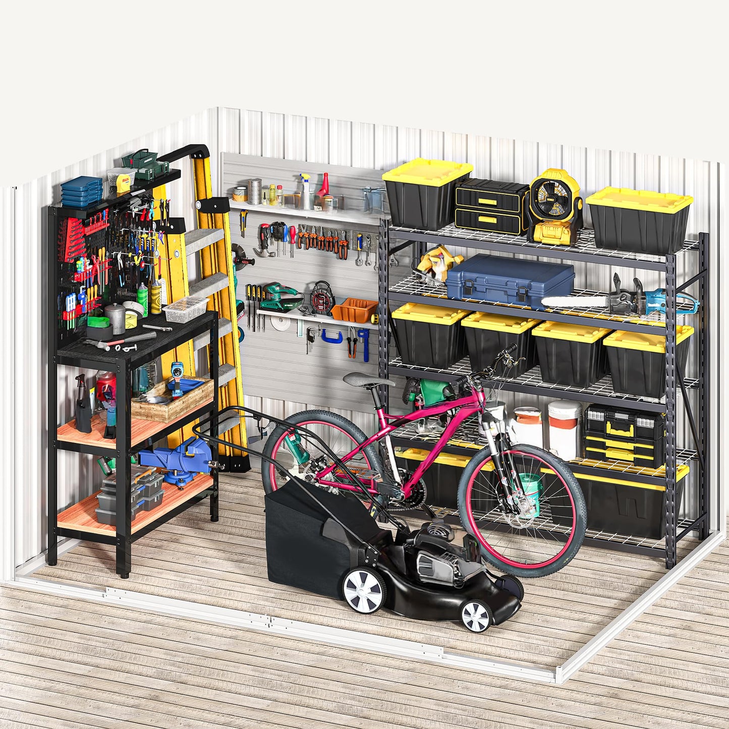 DWVO 7x5FT Outdoor Storage Shed, Roomy Steel Tool Shed with Secure Entrances & Air Circulation for Patio, Lawn, and Backyard, Ideal for Storing Garden Gear, Lawn Tools, and Bikes, Dark Gray