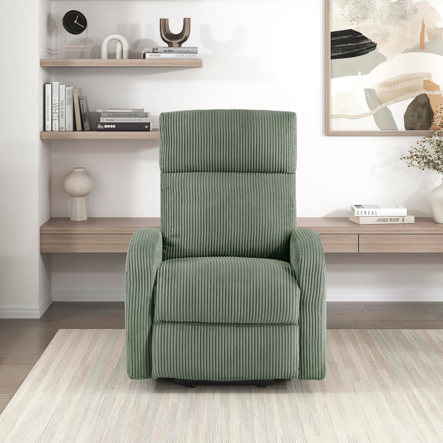 Lexicon Power Lift Recliner Chair for Elderly with Remote Control, Gentle Lift Motion, Side Pocket Armrest, Corduroy Upholstered Electric Recliner for Living Room/Bedroom, Easy Assembly, Green