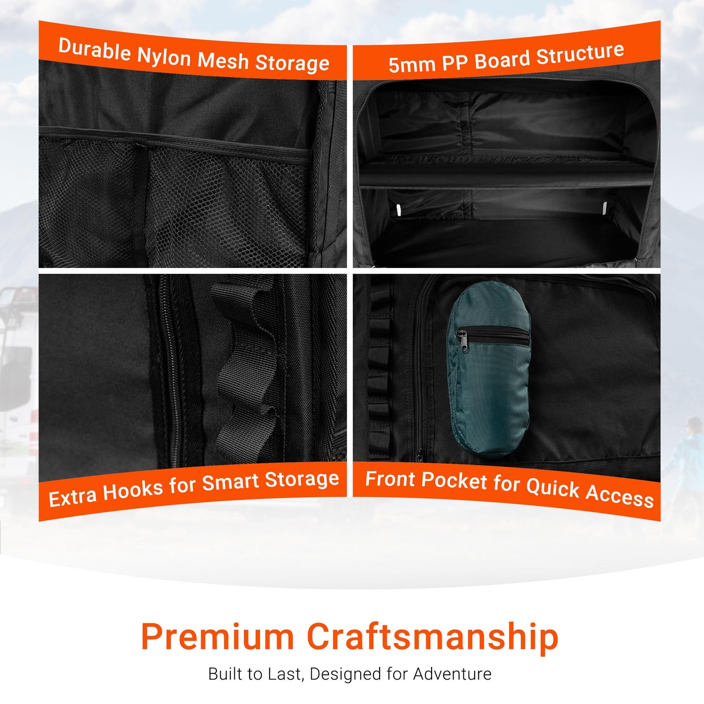 VANNCAMP Soft-Sided Overhead Storage Cabinet 48" - Space-Saving Organizer for Camper Vans, RVs, Mobile Homes | Vanlife Accessories
