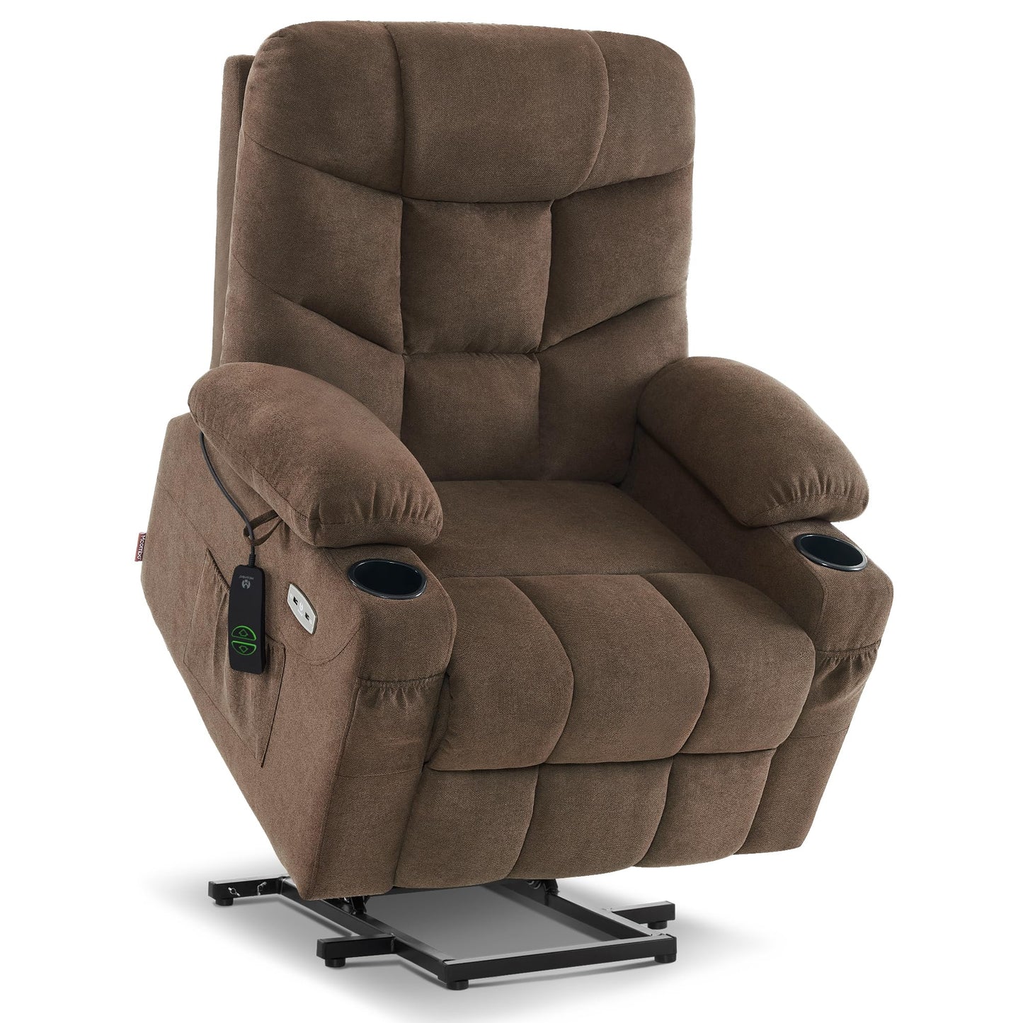 MCombo Power Lift Recliner Chair with Extended Footrest for Elderly People, Fabric 7287 (Brown, Medium)