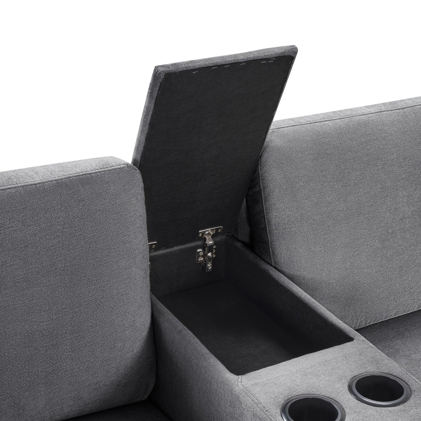 Merax Modern Oversized U-Shaped Sectional Sofa with Piollows & Chaise Lounge, Chenille 5-Seat Couch Set Sleeper Bed with Cup Holders, Storage Drawer for Living Room, Easy Assemble, Gray