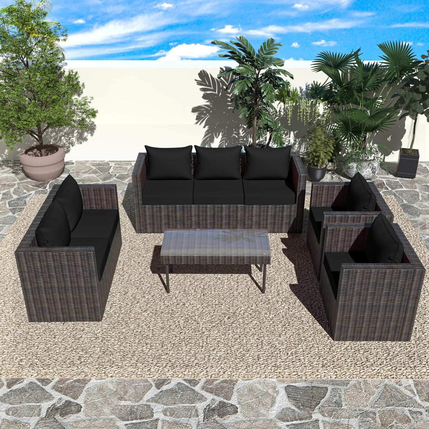 PZDJUMO Outdoor Chair Cushion, 19 x 19 Inch Waterproof Deep Seat Patio Cushions Set of 4, Loveseat Cushions for Outdoor Furniture, 4'' Thick Patio Furniture Cushion with Handle Straps, Black